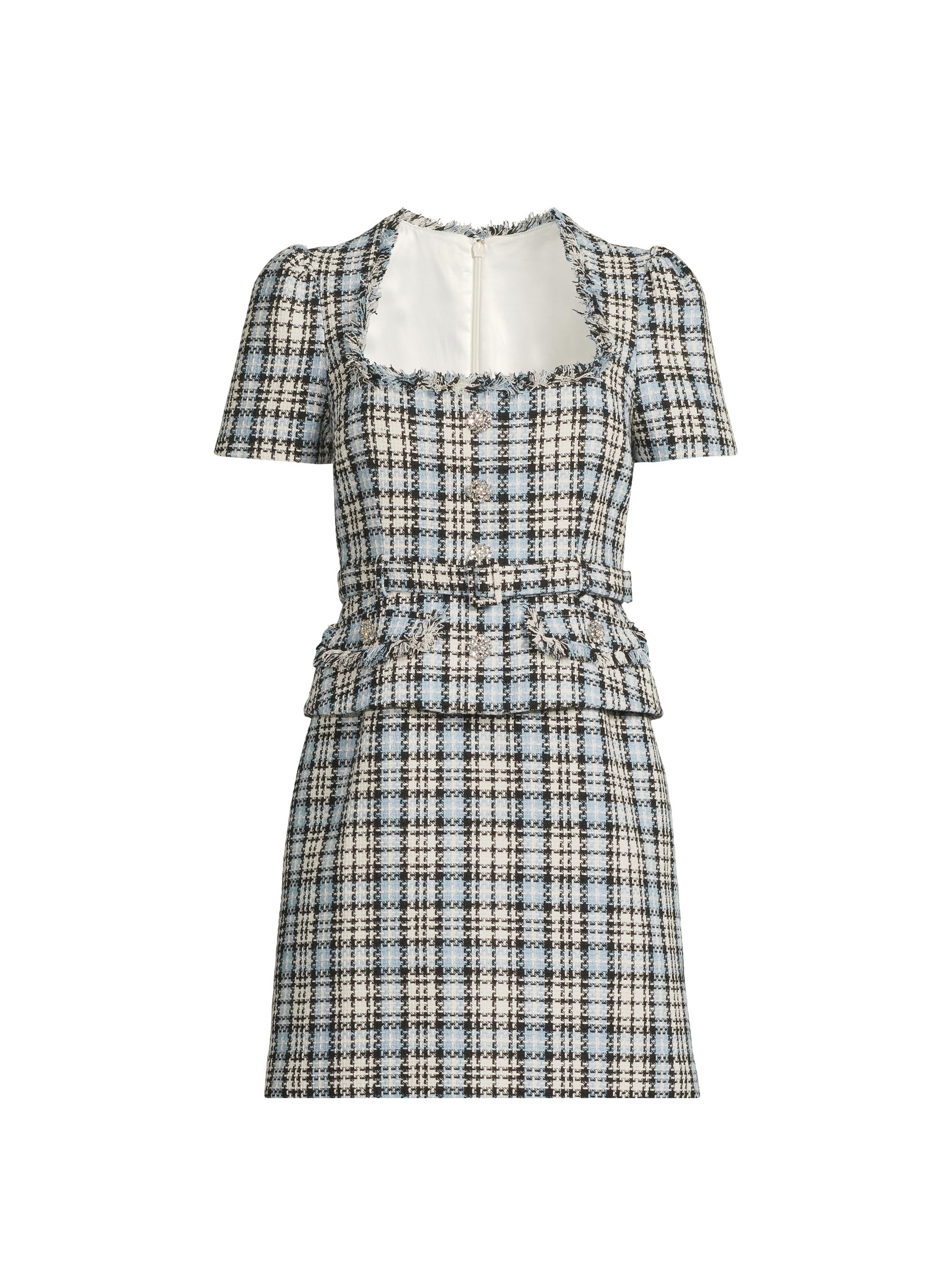 Likely Women's Drop 7 Cecelia Plaid Tweed Minidress - Black Blue