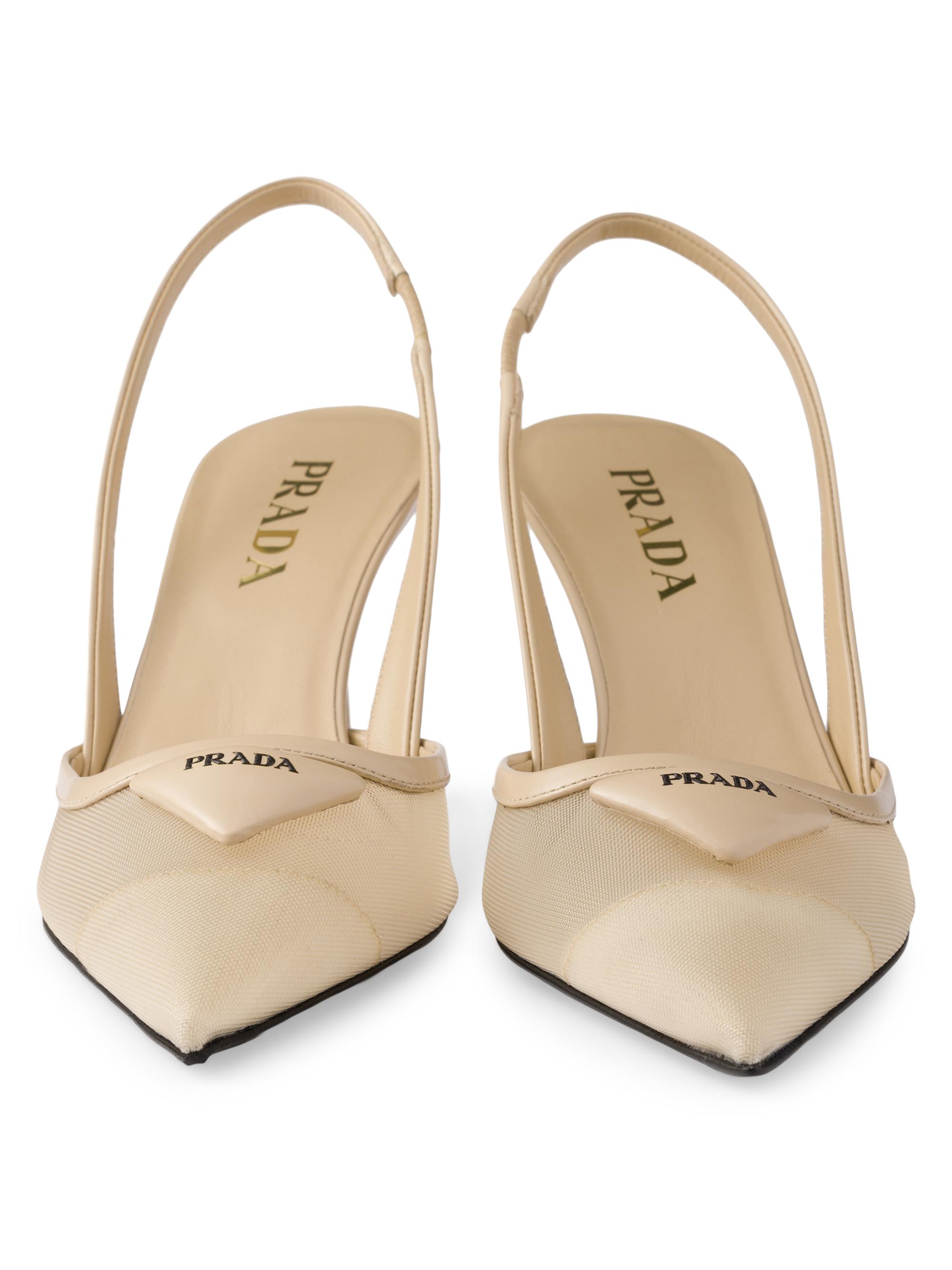 Mesh Fabric Slingback Pumps