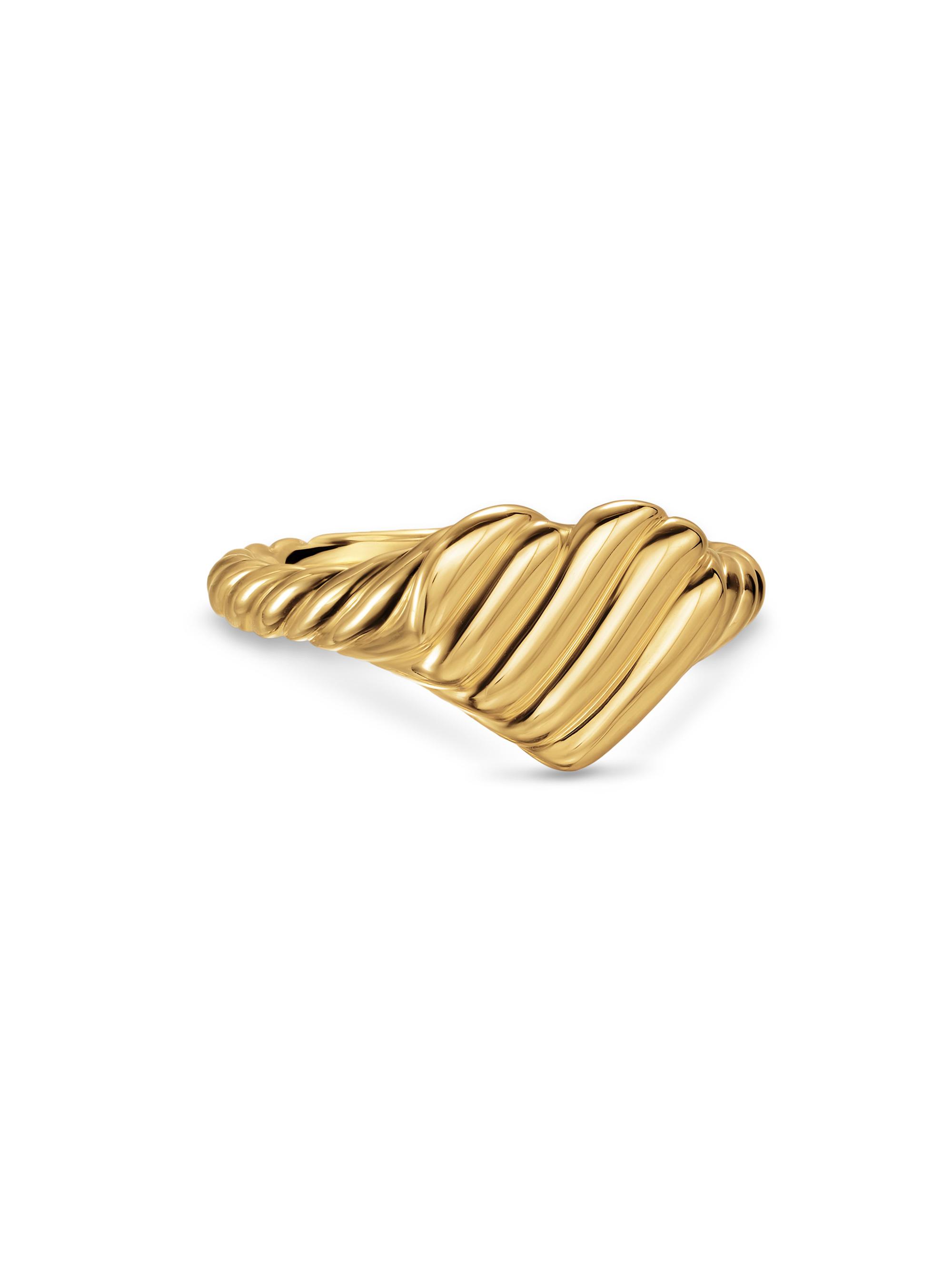 David Yurman Women's Sculpted Cable Heart Pinky Ring in 18K Yellow Gold, 9MM - Gold