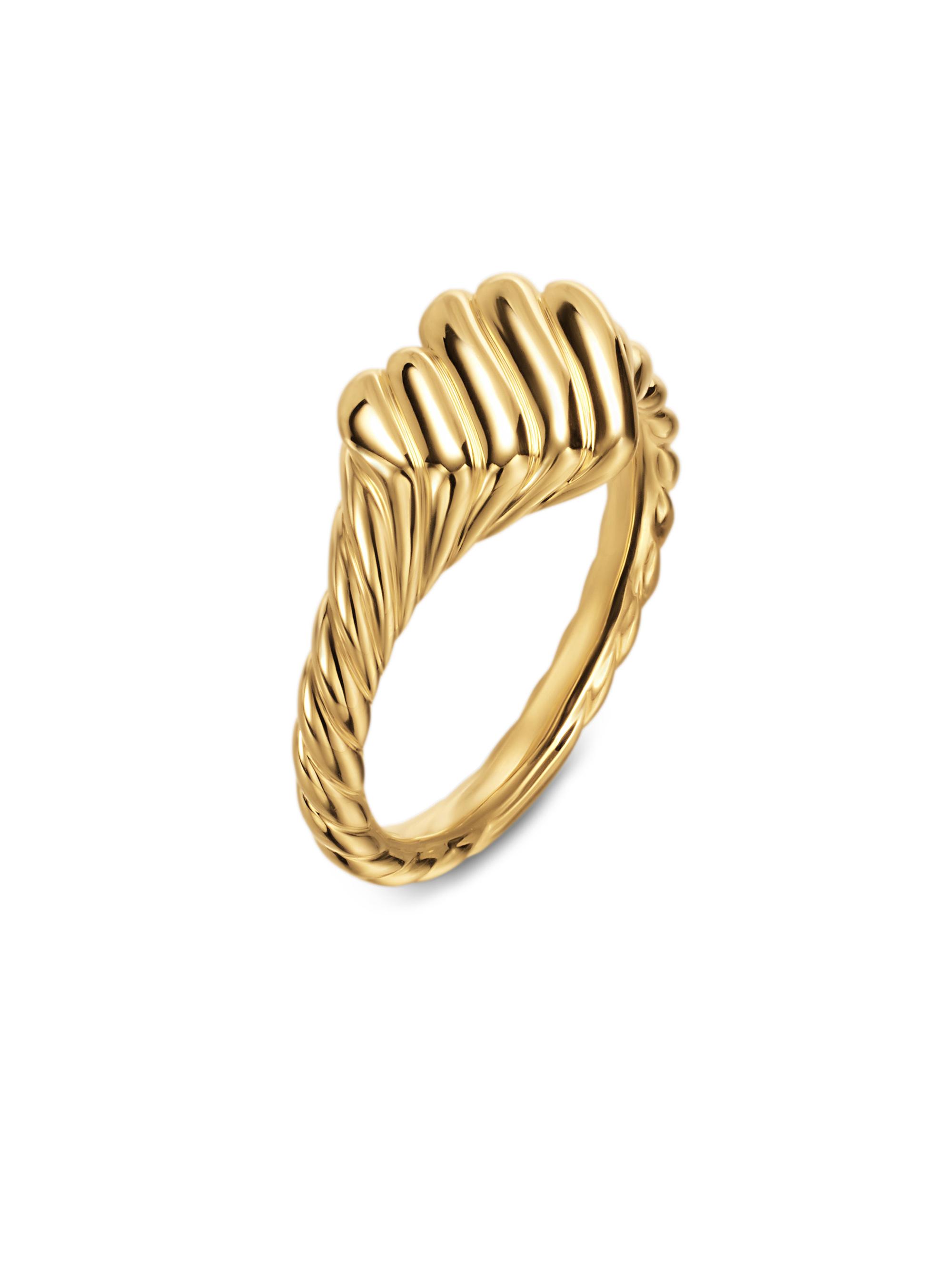 David Yurman Sculpted Cable Heart Pinky Ring in 18K Yellow Gold