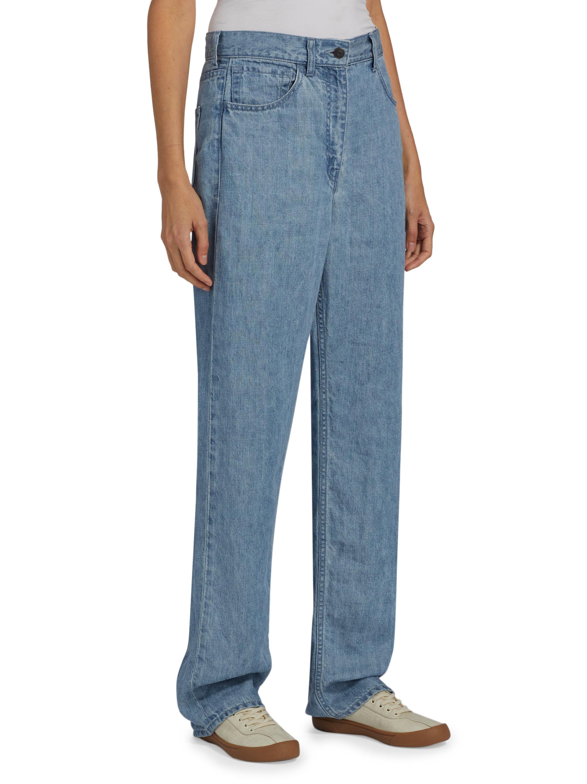 The Row Tarley Linen Barrel Jeans | Saks Fifth Avenue