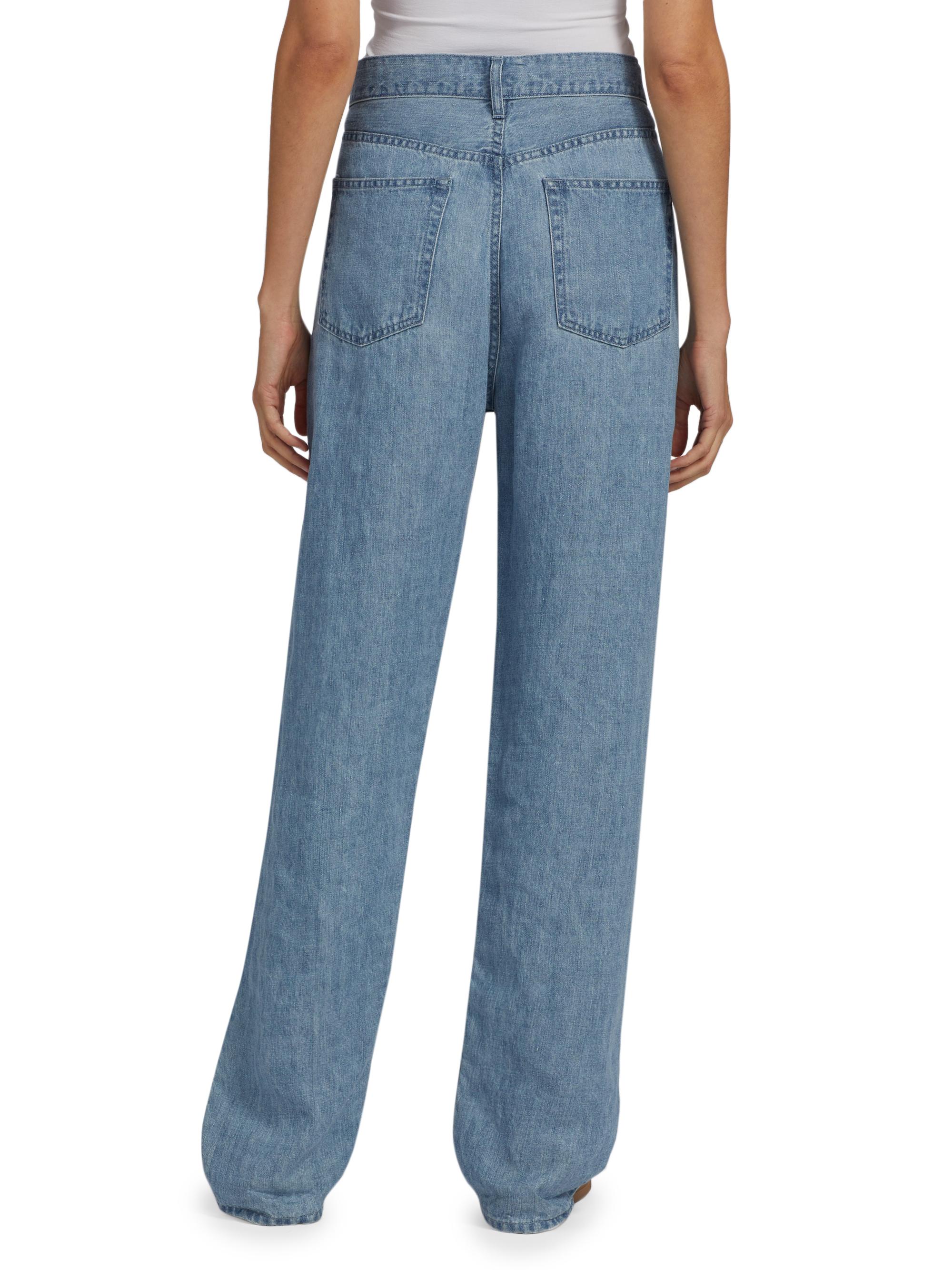 The Row Tarley Linen Barrel Jeans | Saks Fifth Avenue