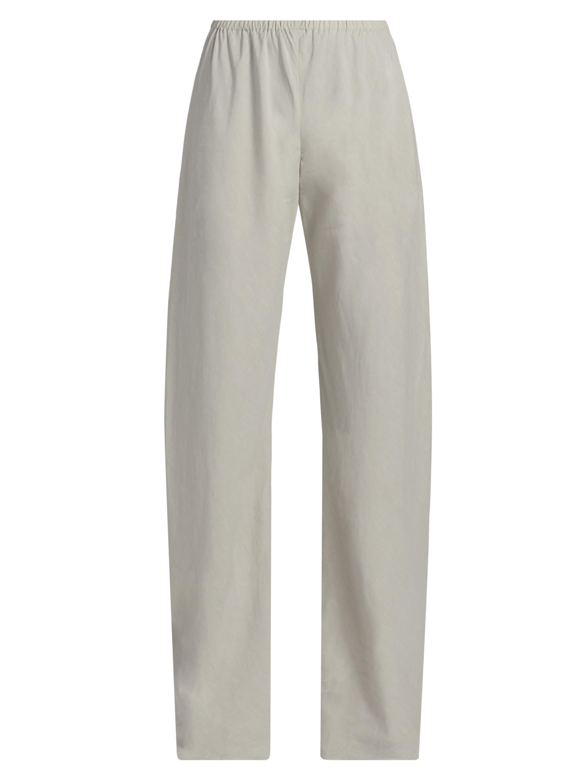 The Row Women's Gala Silk-Linen Pull-On Pants - Pearl Grey