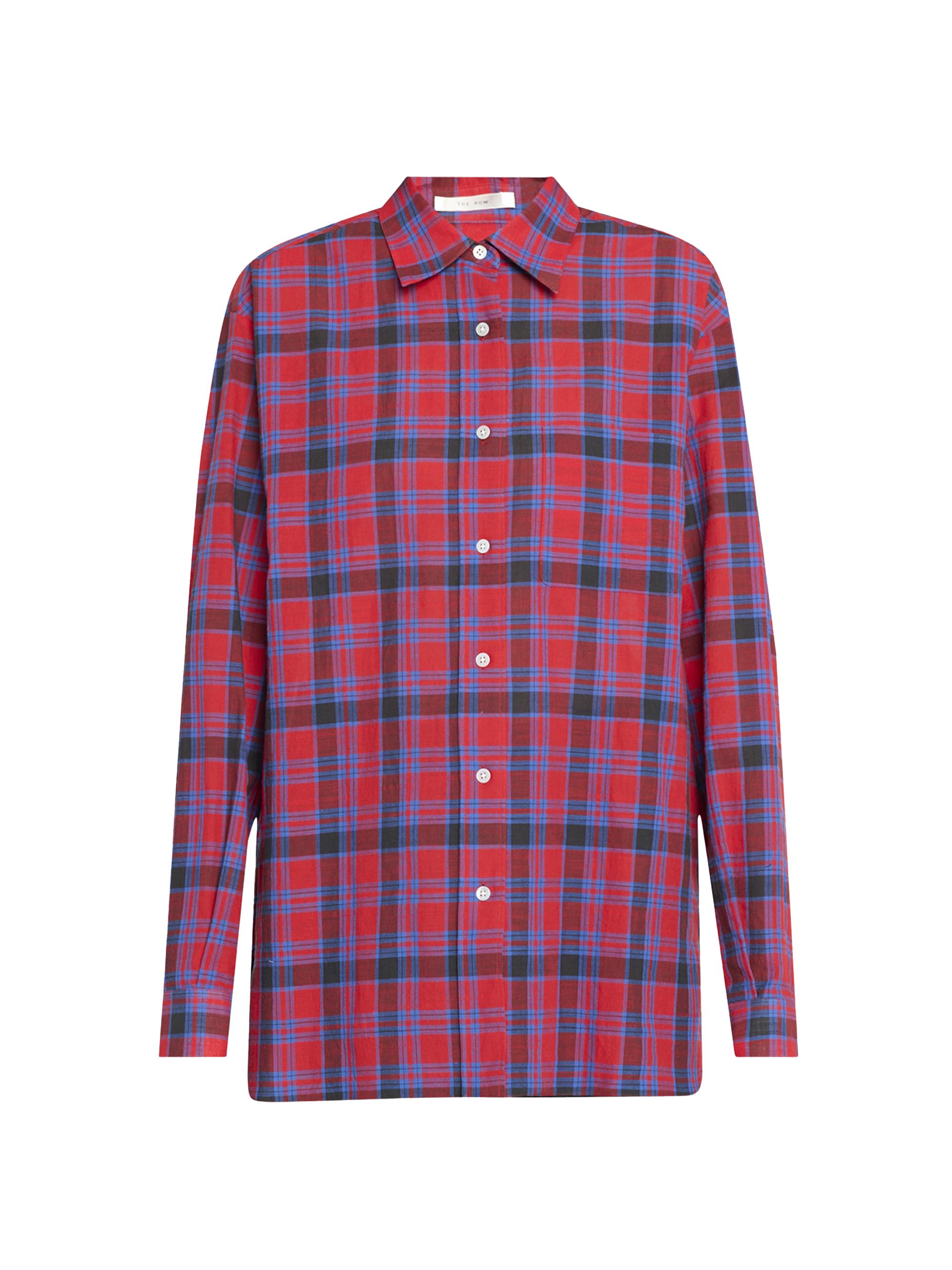 The Row Women's Nesson Plaid Cotton Button-Front Shirt - Red Blue