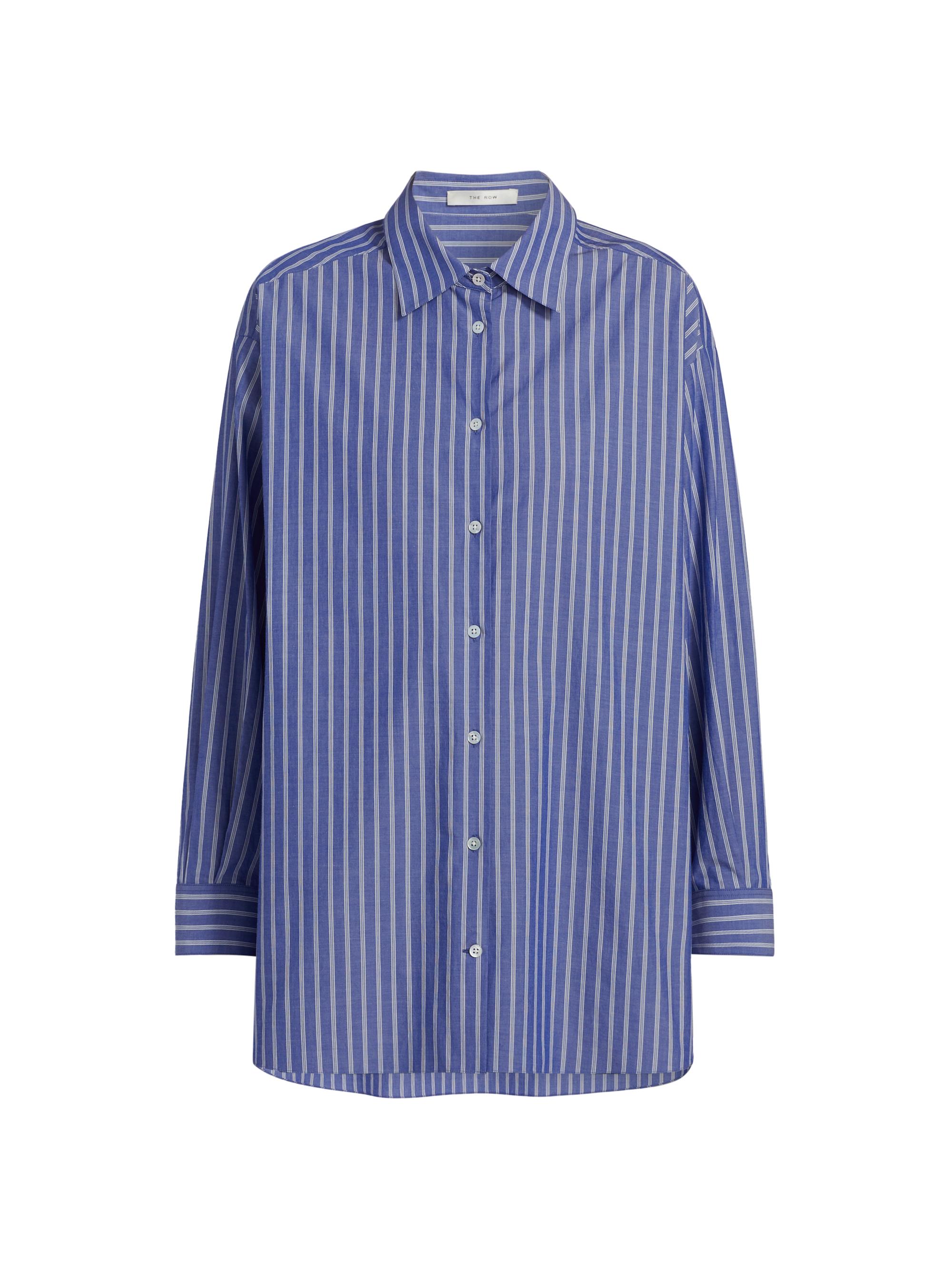 The Row Women's Luka Cotton Stripe Oversized Shirt - Purple Blue White