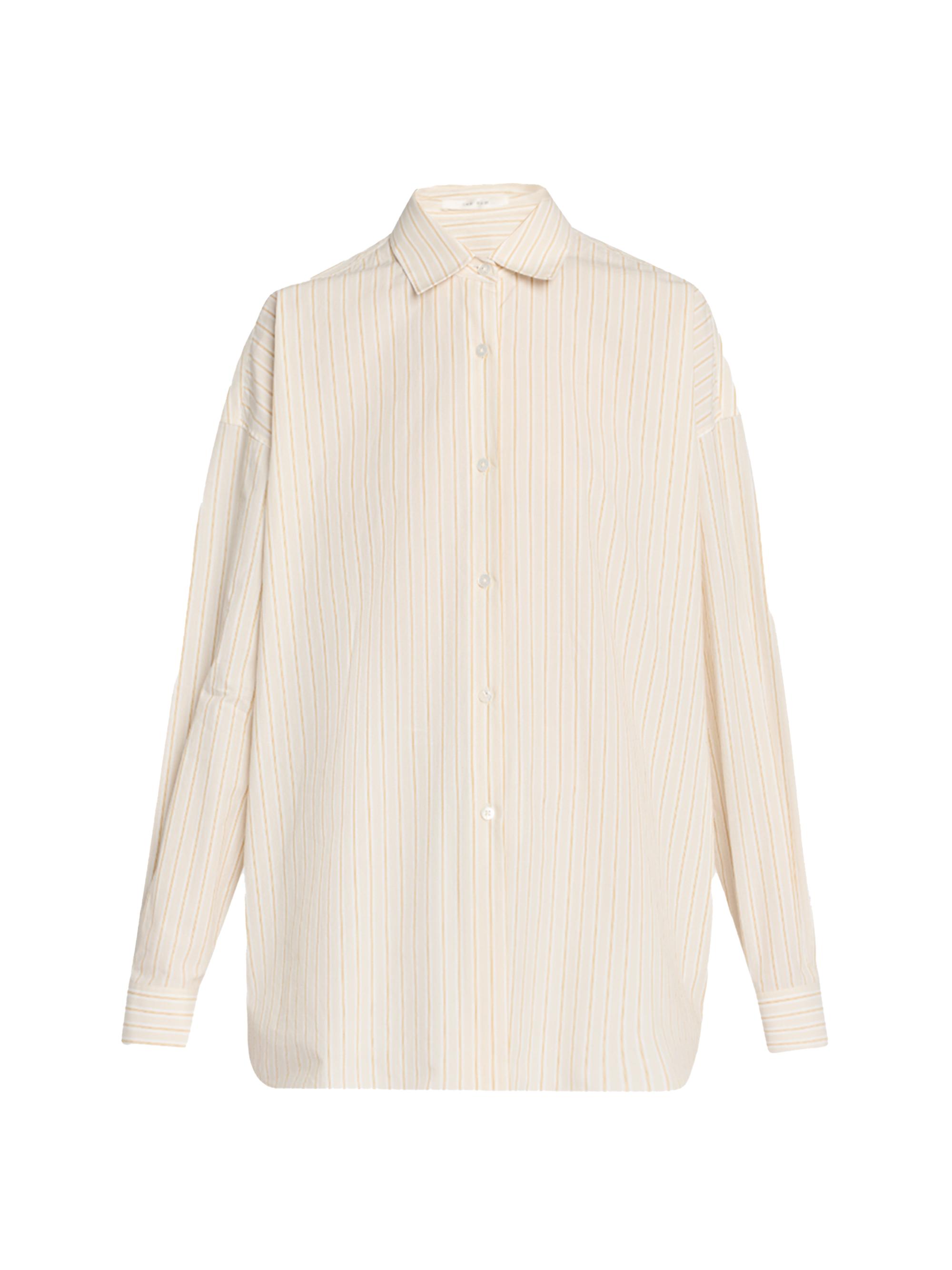 The Row Women's Caster Striped Cotton Oversized Shirt - Beige