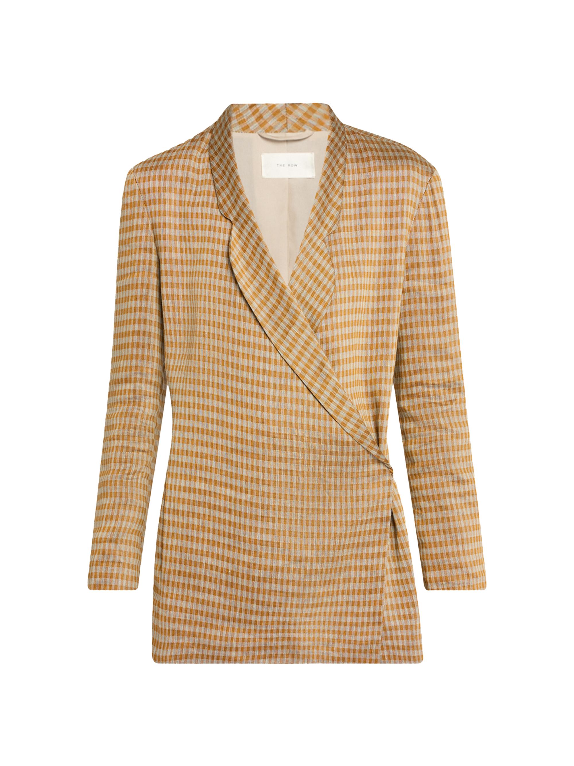 The Row Women's Jeremiah Gingham Linen-Blend Wrap Jacket - Orange