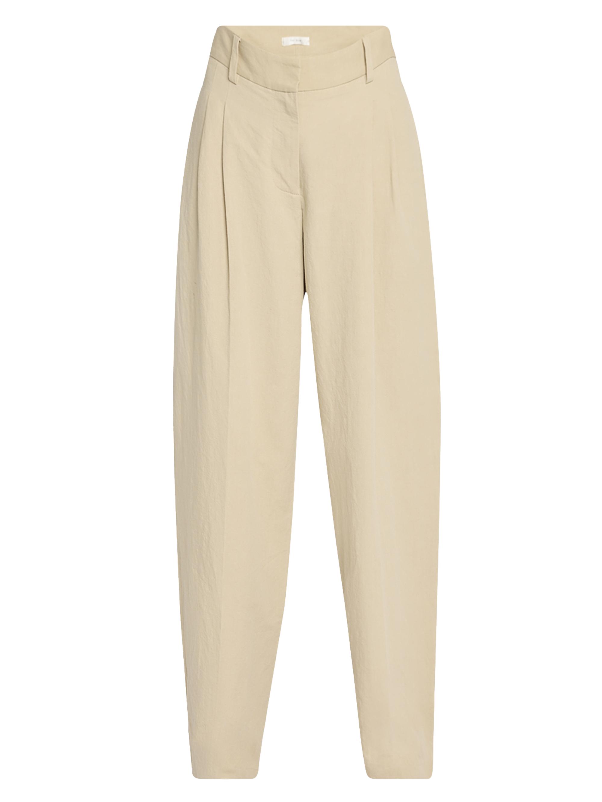 The Row Women's Lilas Cotton-Linen Mid-Rise Tapered-Leg Pants - Light Khaki