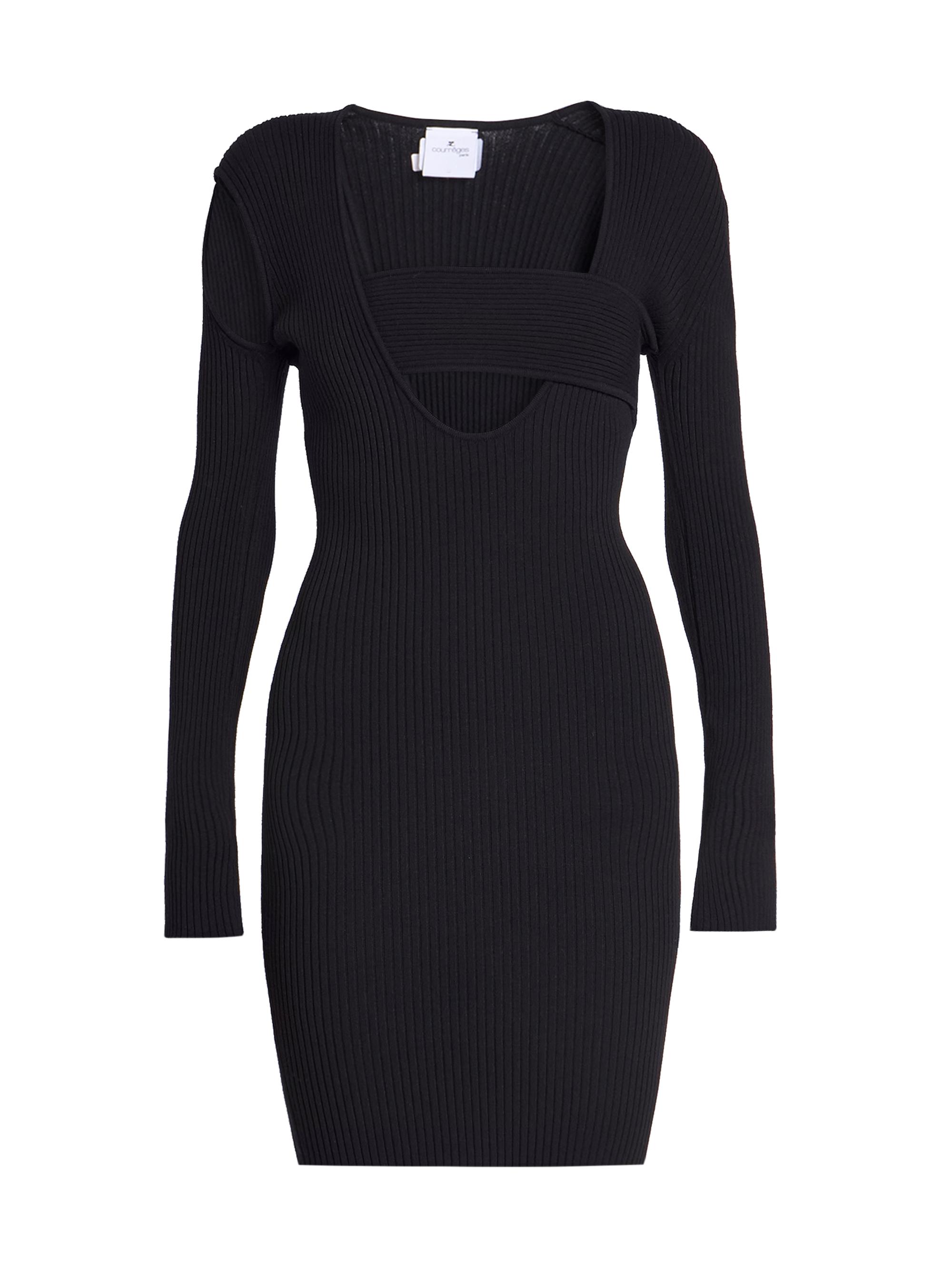 Courreges Women's Infinity Rib-Knit Cut-Out Minidress - Black