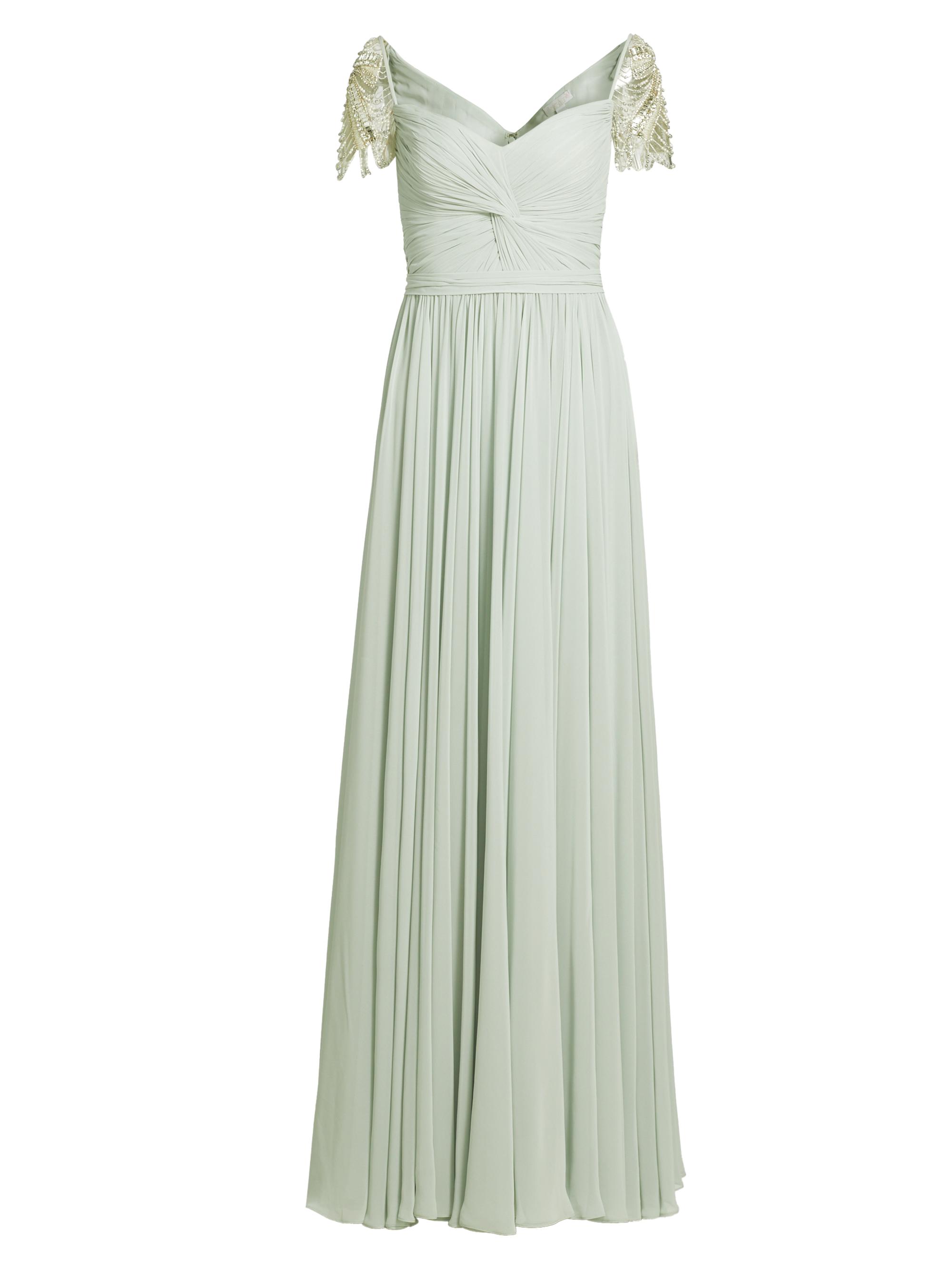 Reem Acra Women's Chiffon Embellished Pleated Gown - Grey