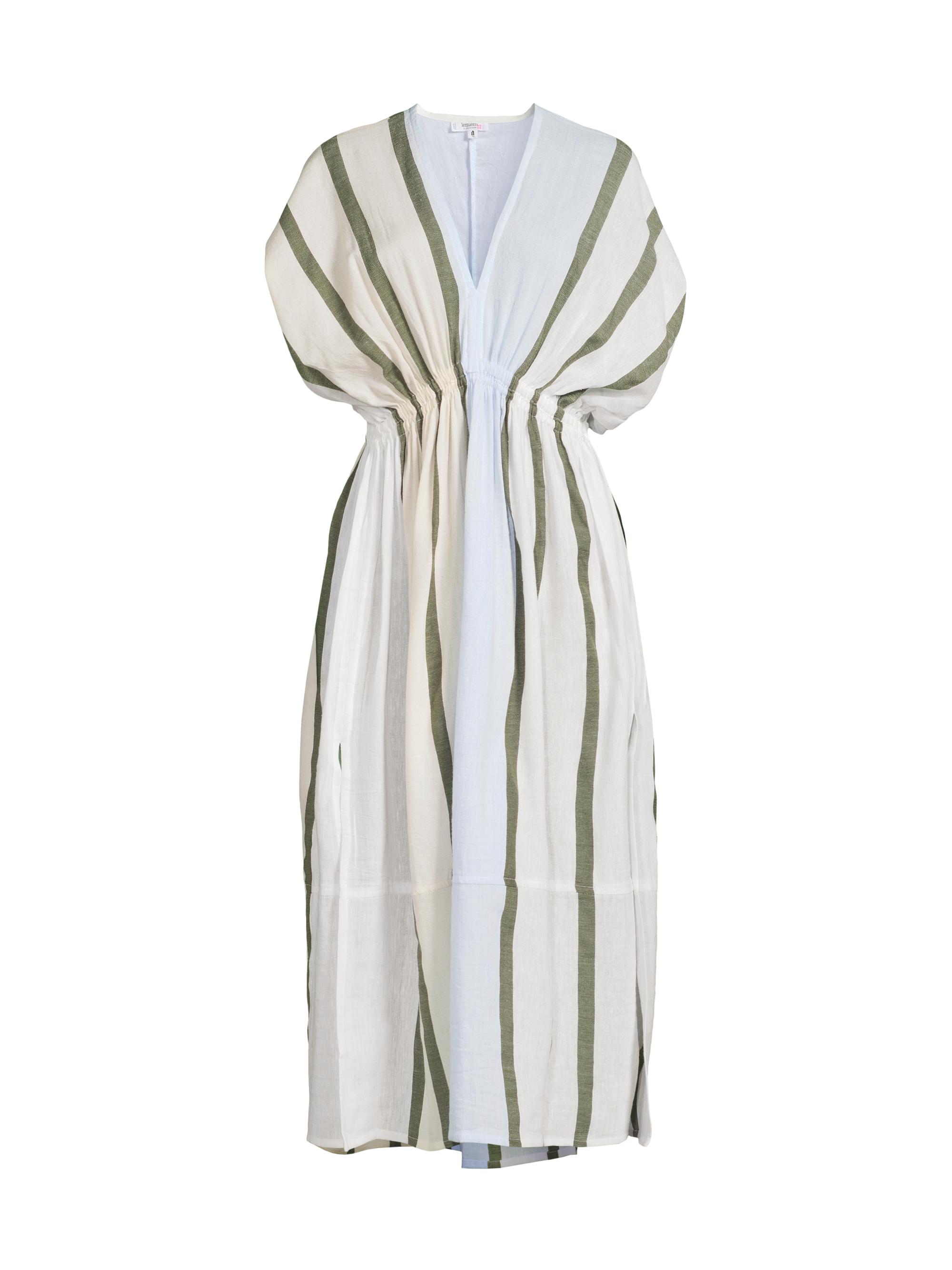 lemlem Women's Leila Plunge Striped Cotton Midi-Dress - Entoto Sage