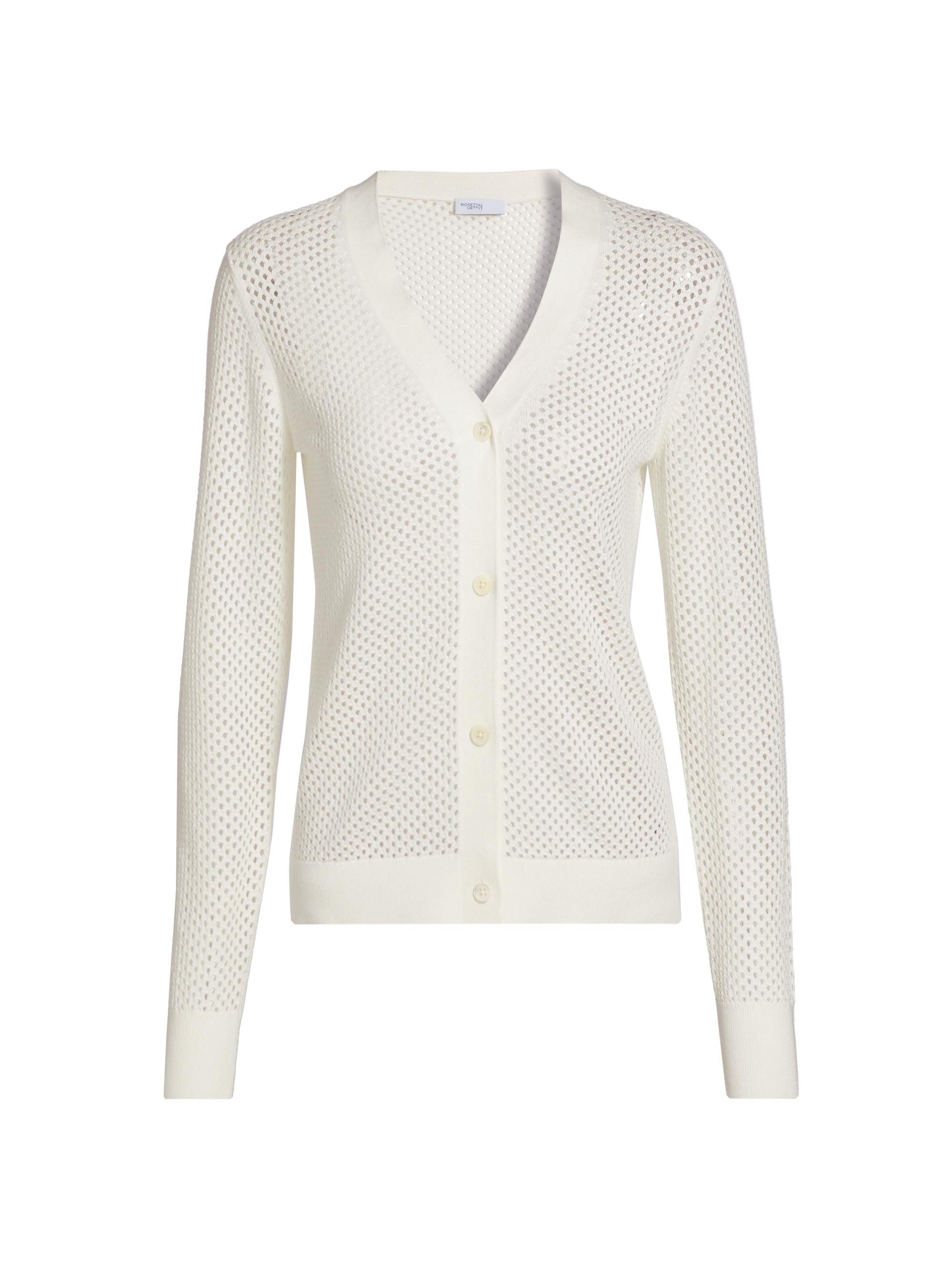 美品✩regleam basic logo cardigan white S Seamless cropped cardigan, White - Sisley