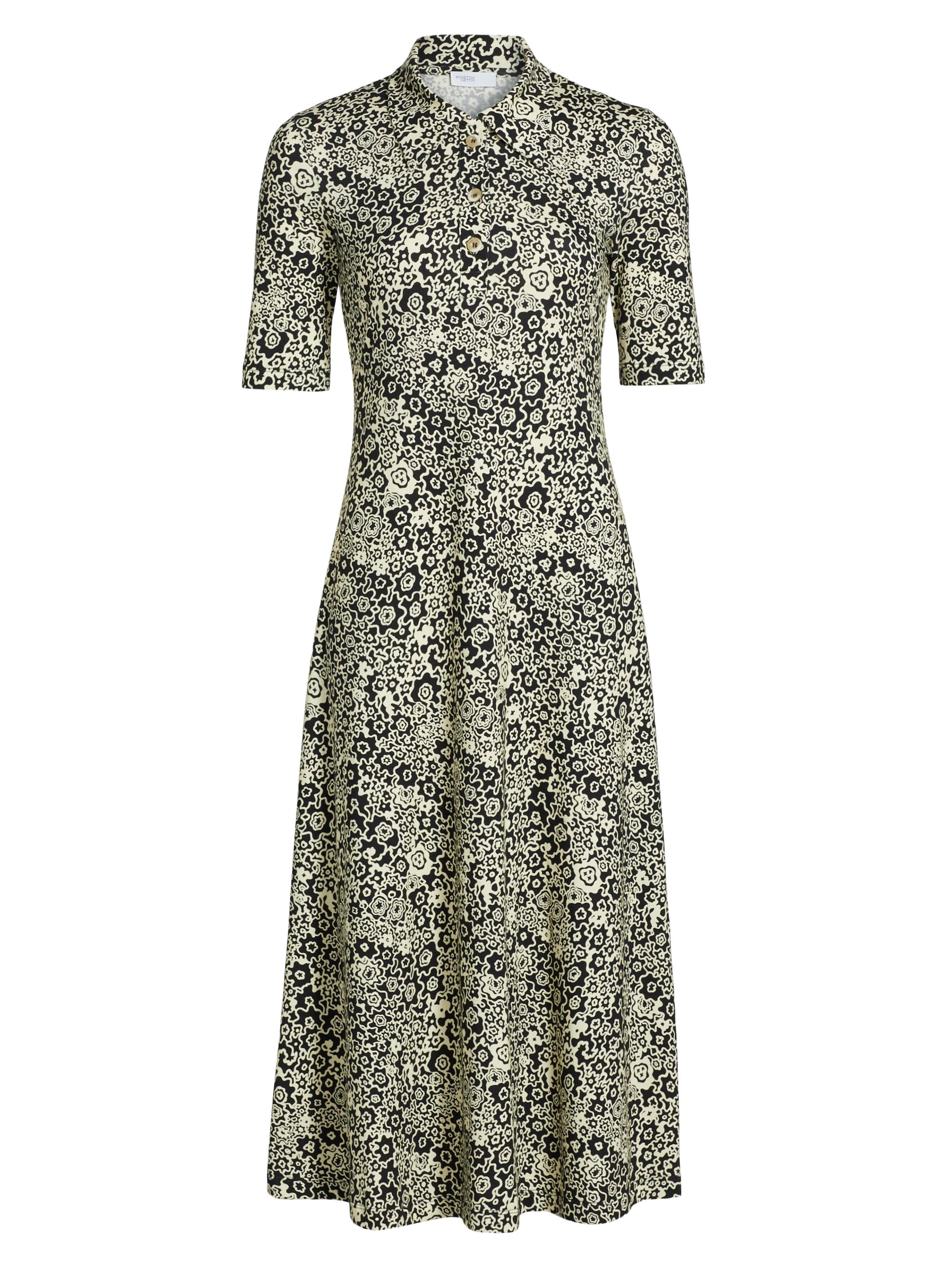 Rosetta Getty Women's Floral Squiggle A-Line Polo Dress - Black Cream