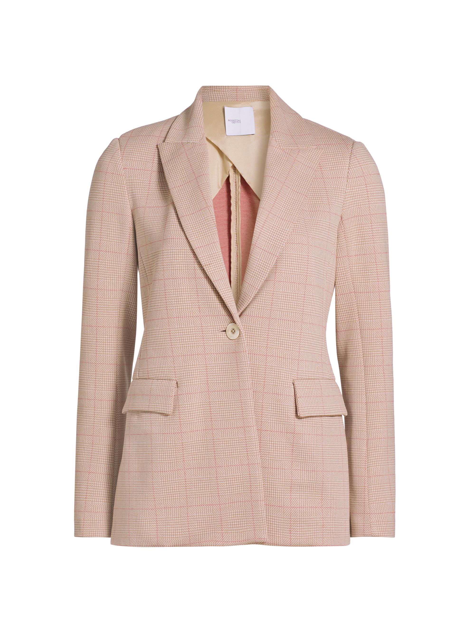 Rosetta Getty Women's Plaid Stretch Cotton Peak-Lapel Jacket - Caramel Red