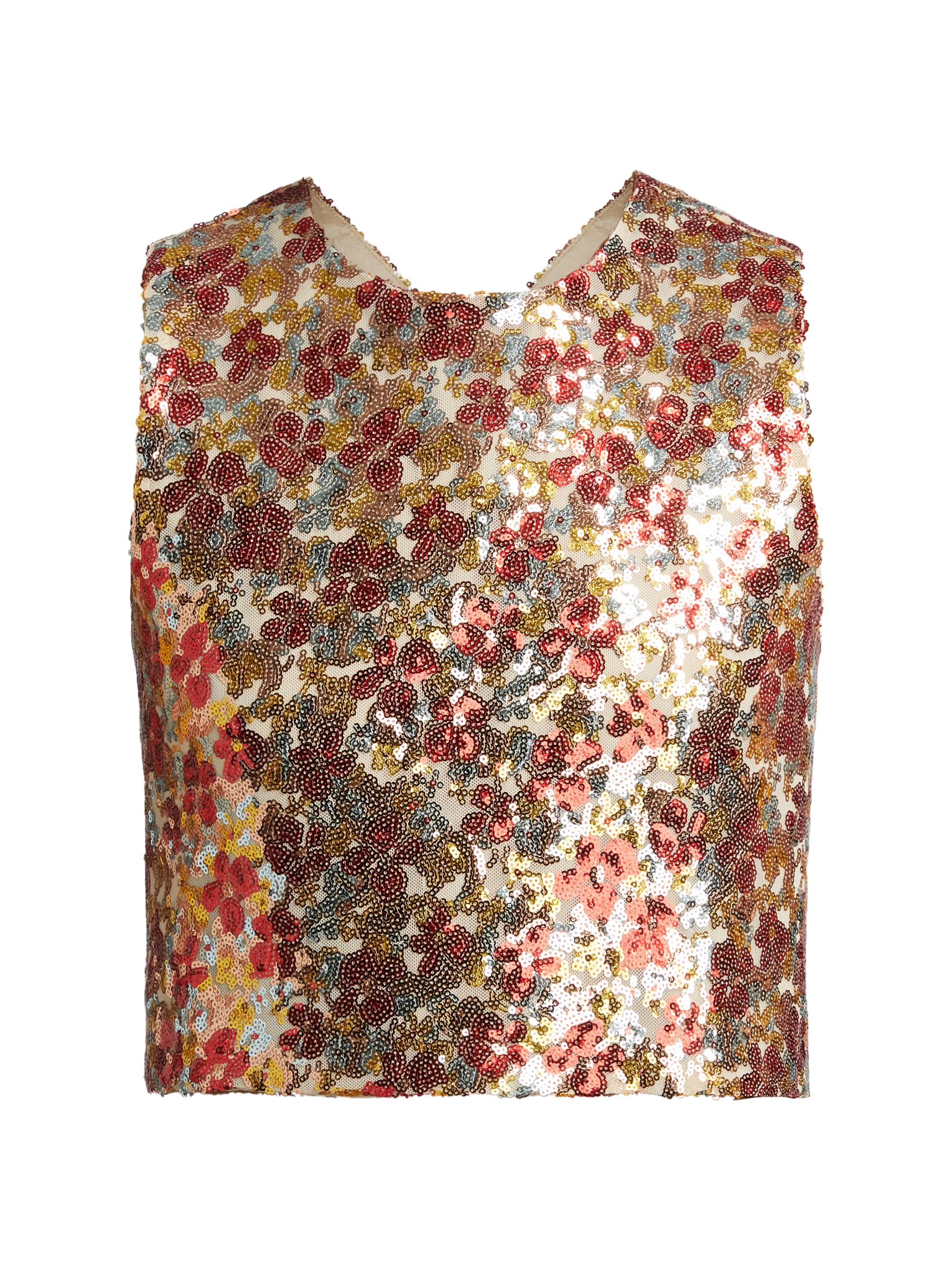 Rosetta Getty Women's Floral-Sequined Crisscross Back Crop Top