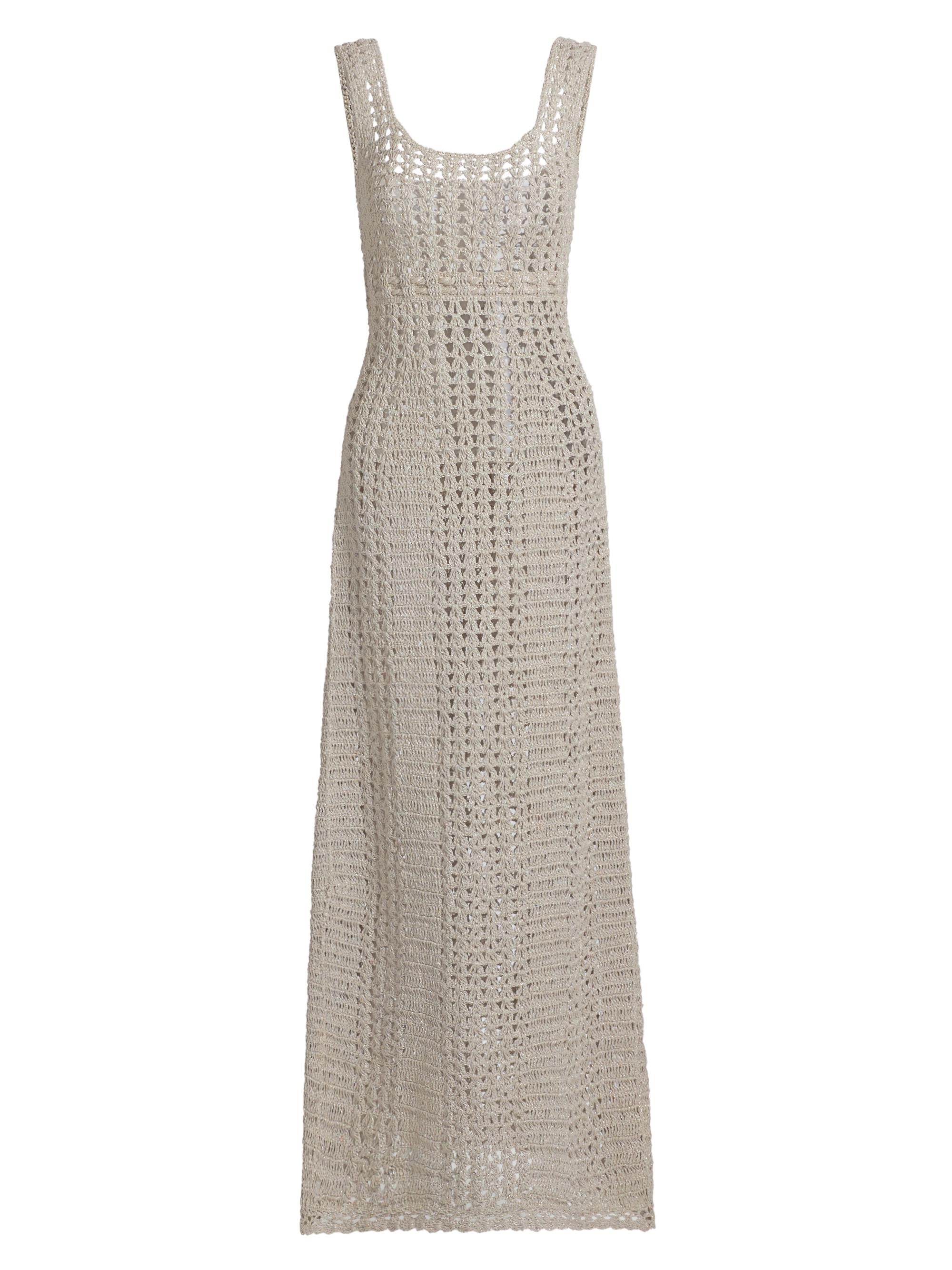 Rosetta Getty Women's Hand-Crocheted Cotton Scoopneck Maxi Dress - Silver