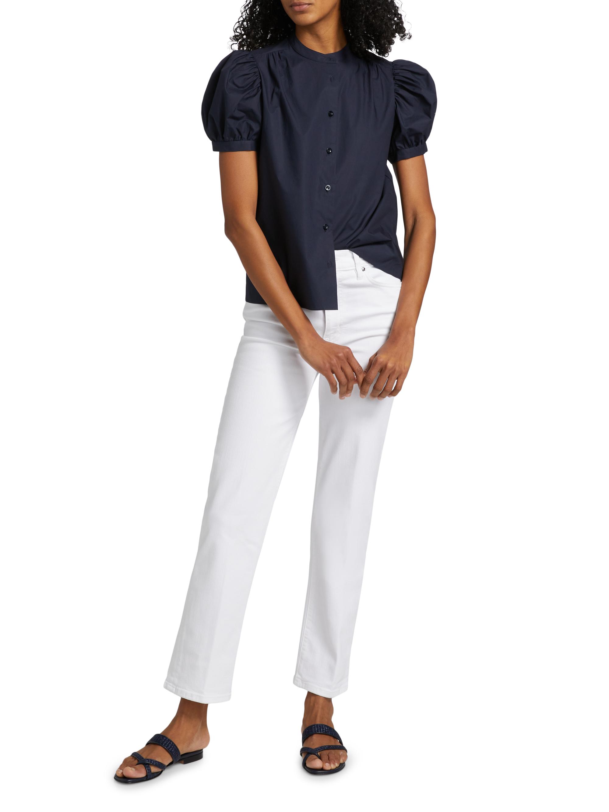 FRAME Gathered Puff-Sleeve Top | Saks Fifth Avenue