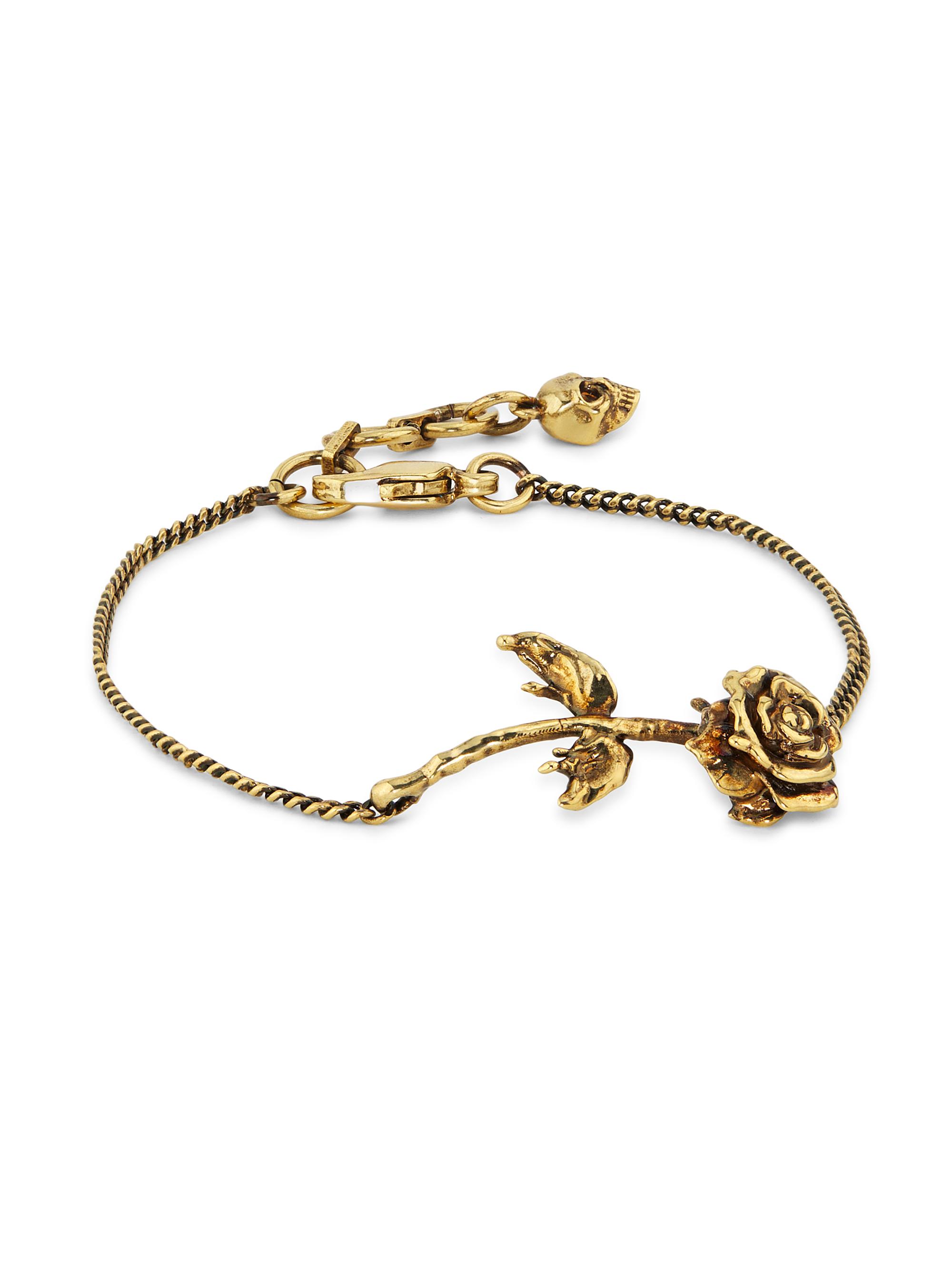 McQueen Women's Goldtone Dipped Rose Charm Bracelet - Giallohava