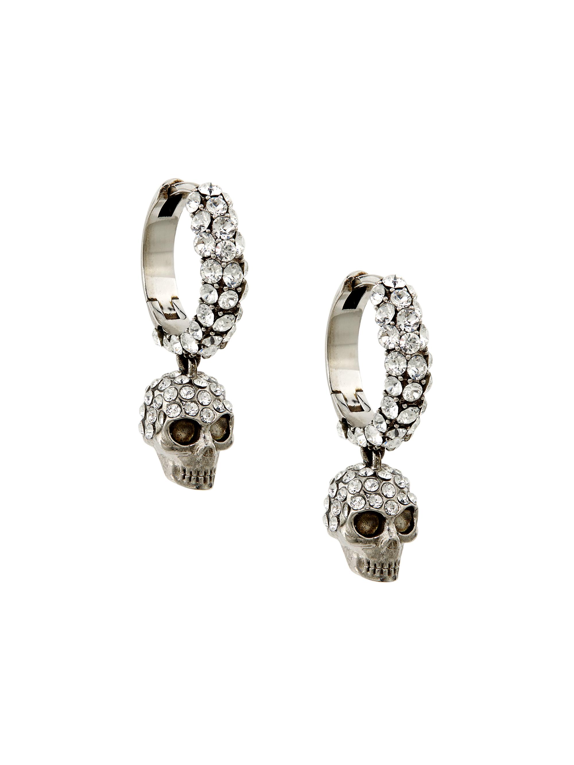 McQueen Women's Goldtone Or Silvertone & Crystal Skull Drop Earrings - Black Multi