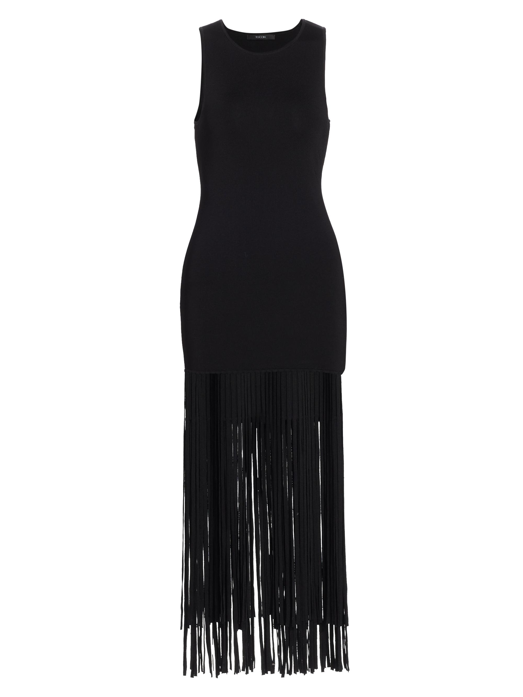 Toccin Women's Margaux Fringe Midi-Dress - Jet