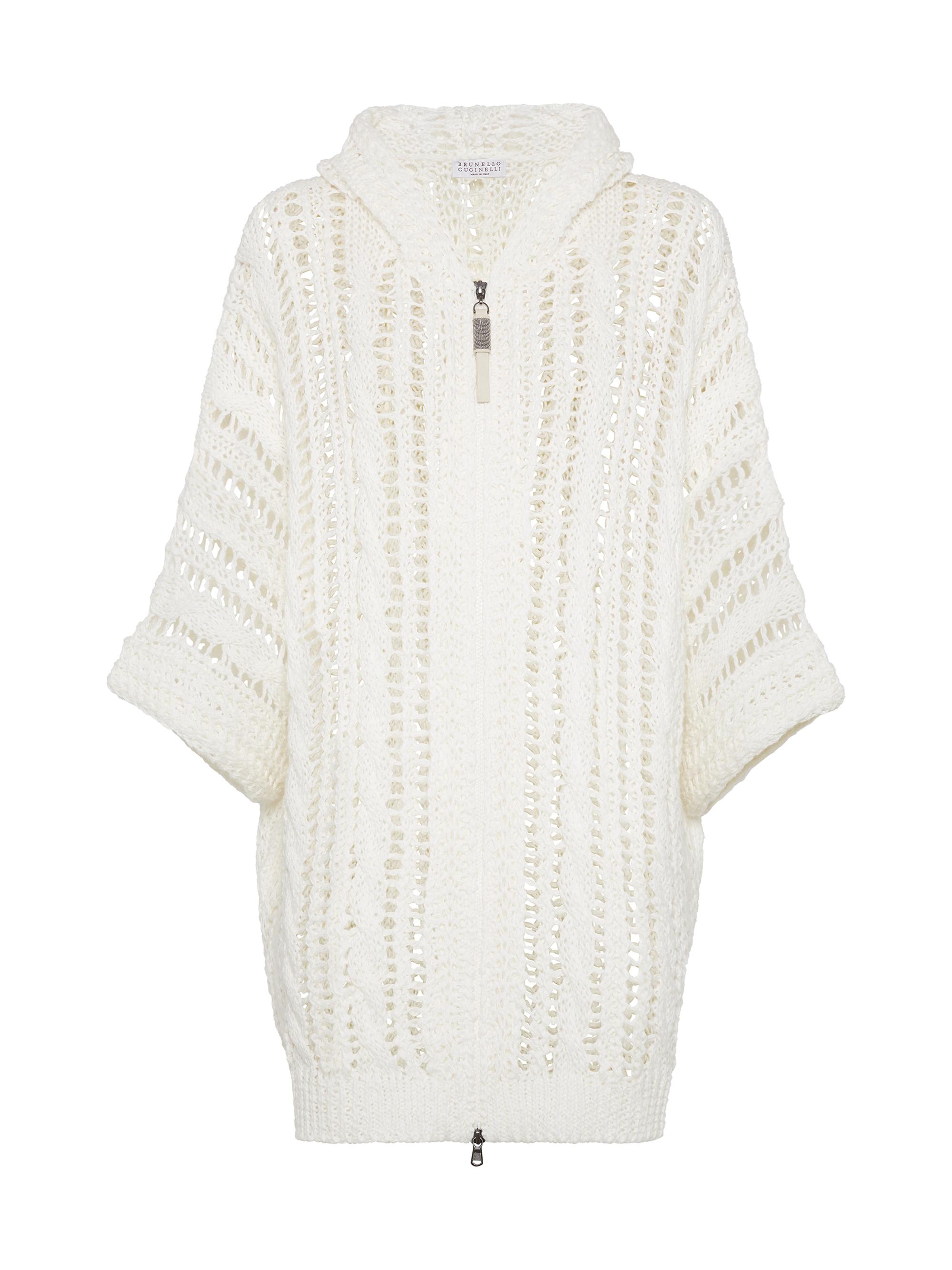 Brunello Cucinelli Women's Hooded Cardigan with Shiny Zipper Pull - Panama