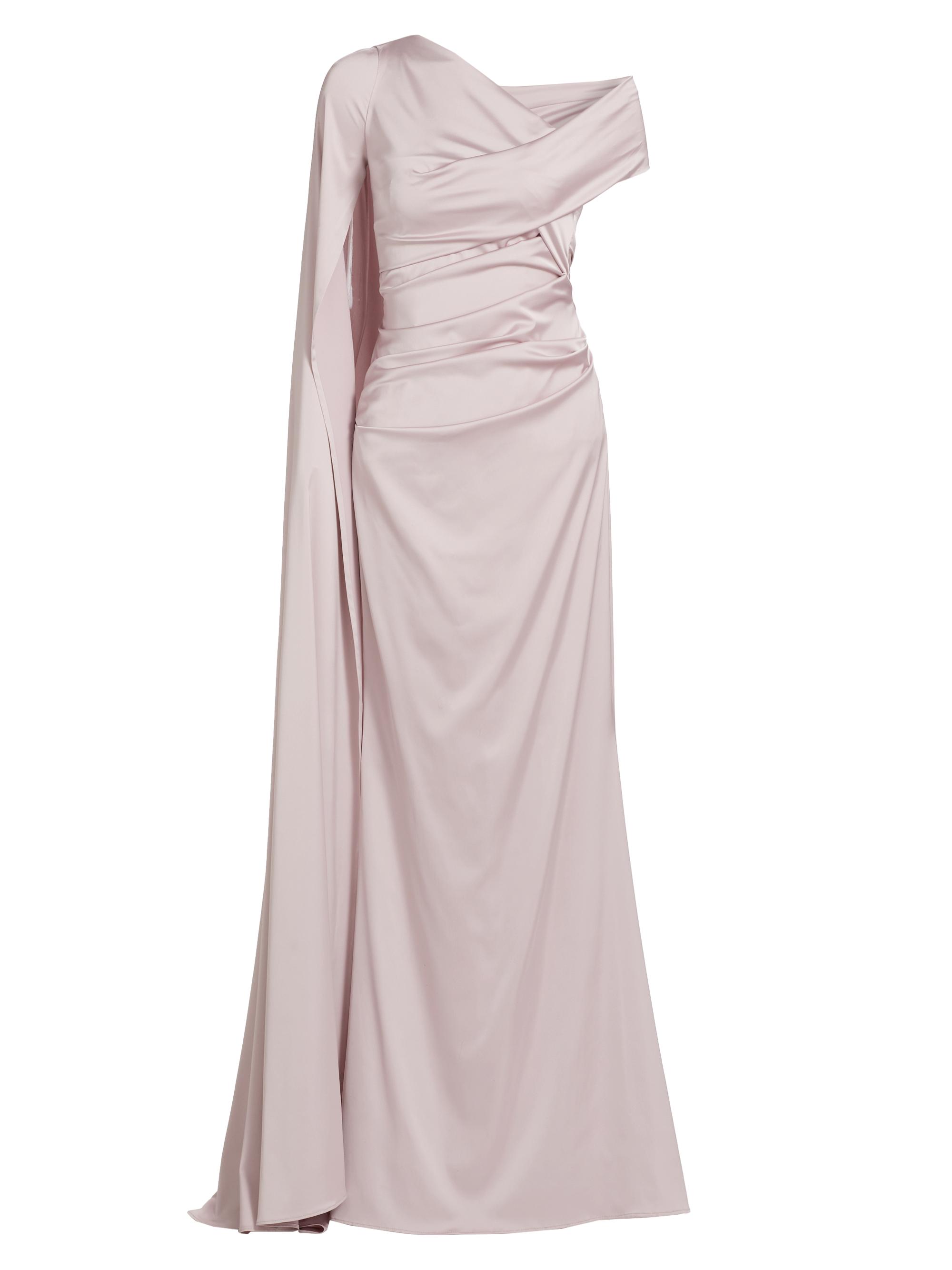 Talbot Runhof Women's Satin Draped Cape-Sleeve Gown - Marble