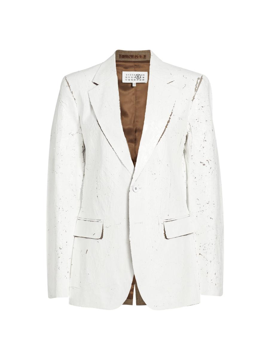 MM6 ジャケット MM6 Maison Margiela Painted Trucker Jacket White – ESSXNYC