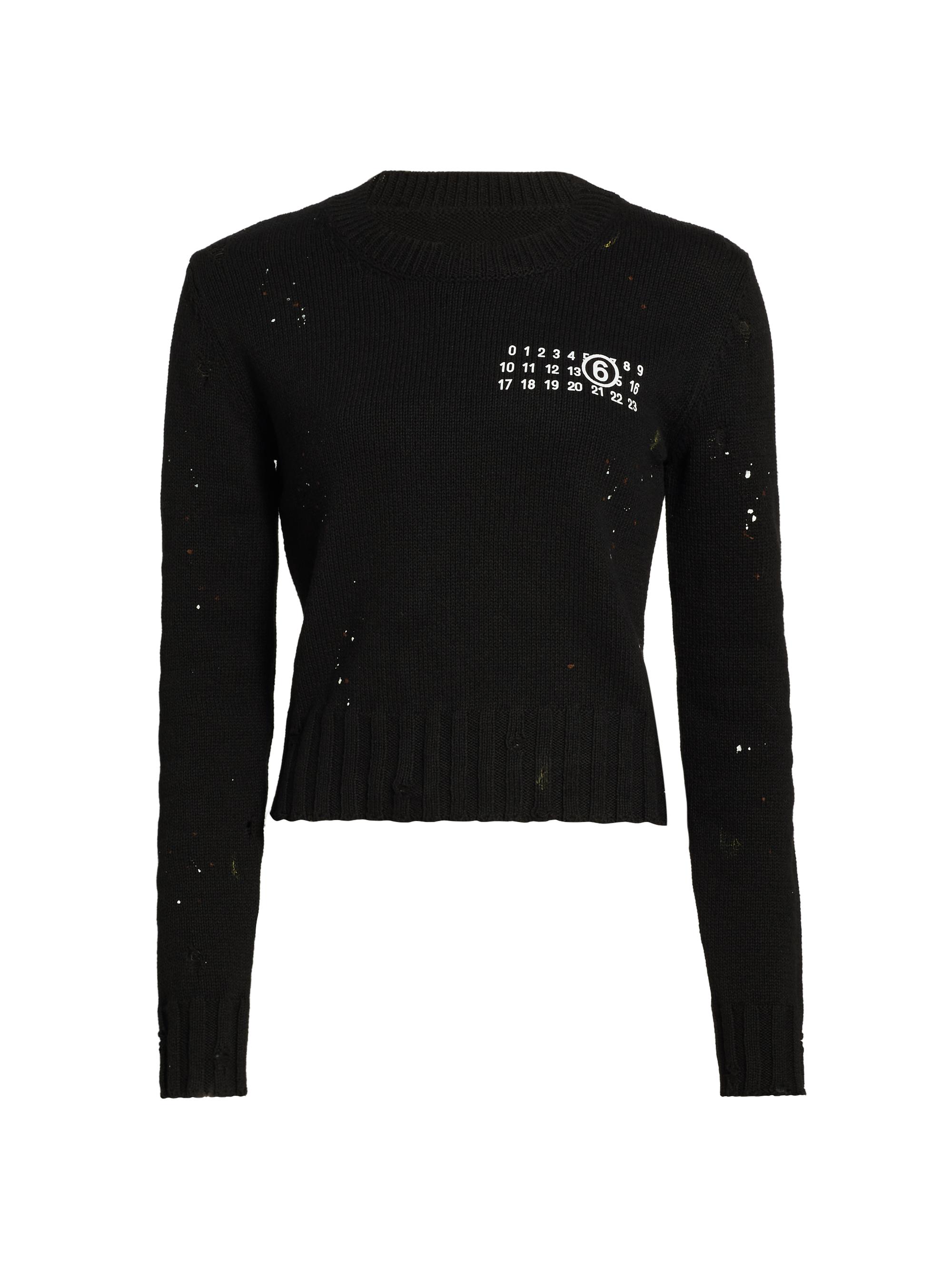 MM6 Maison Margiela Women's Splatter Crewneck Sweater - Black