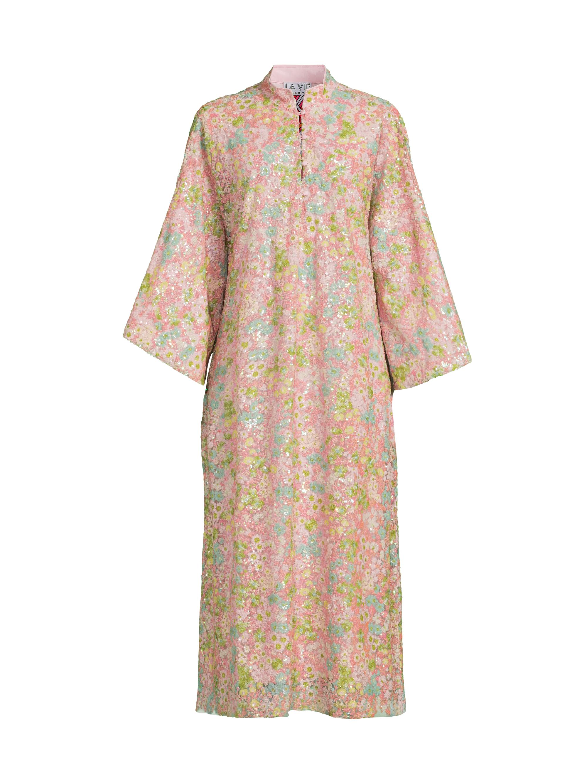 La Vie Style House Women's Multi Sequin Caftan - Pink