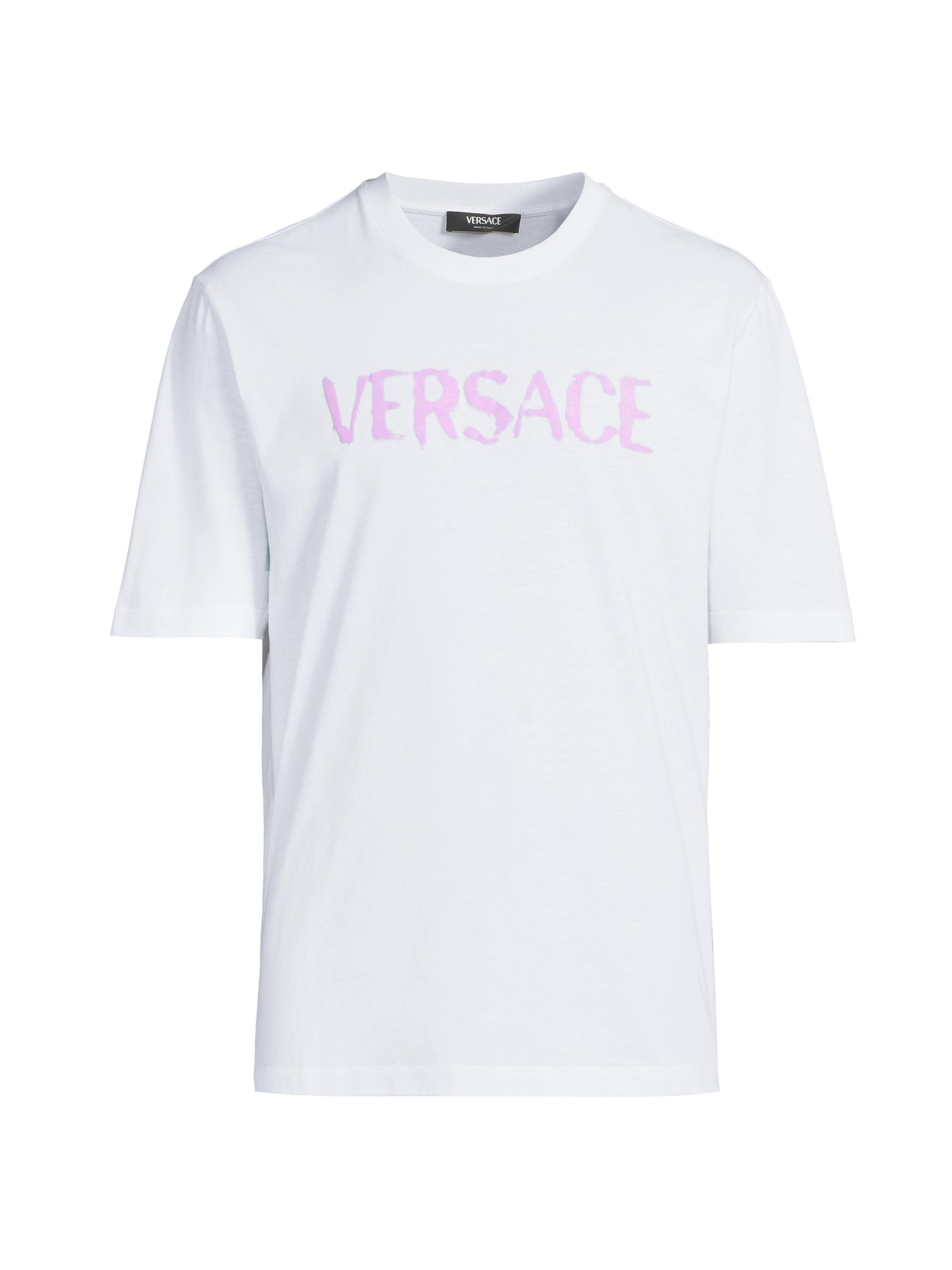Versace Men's Painted Logo T-Shirt - Optical White Dusty Lavender