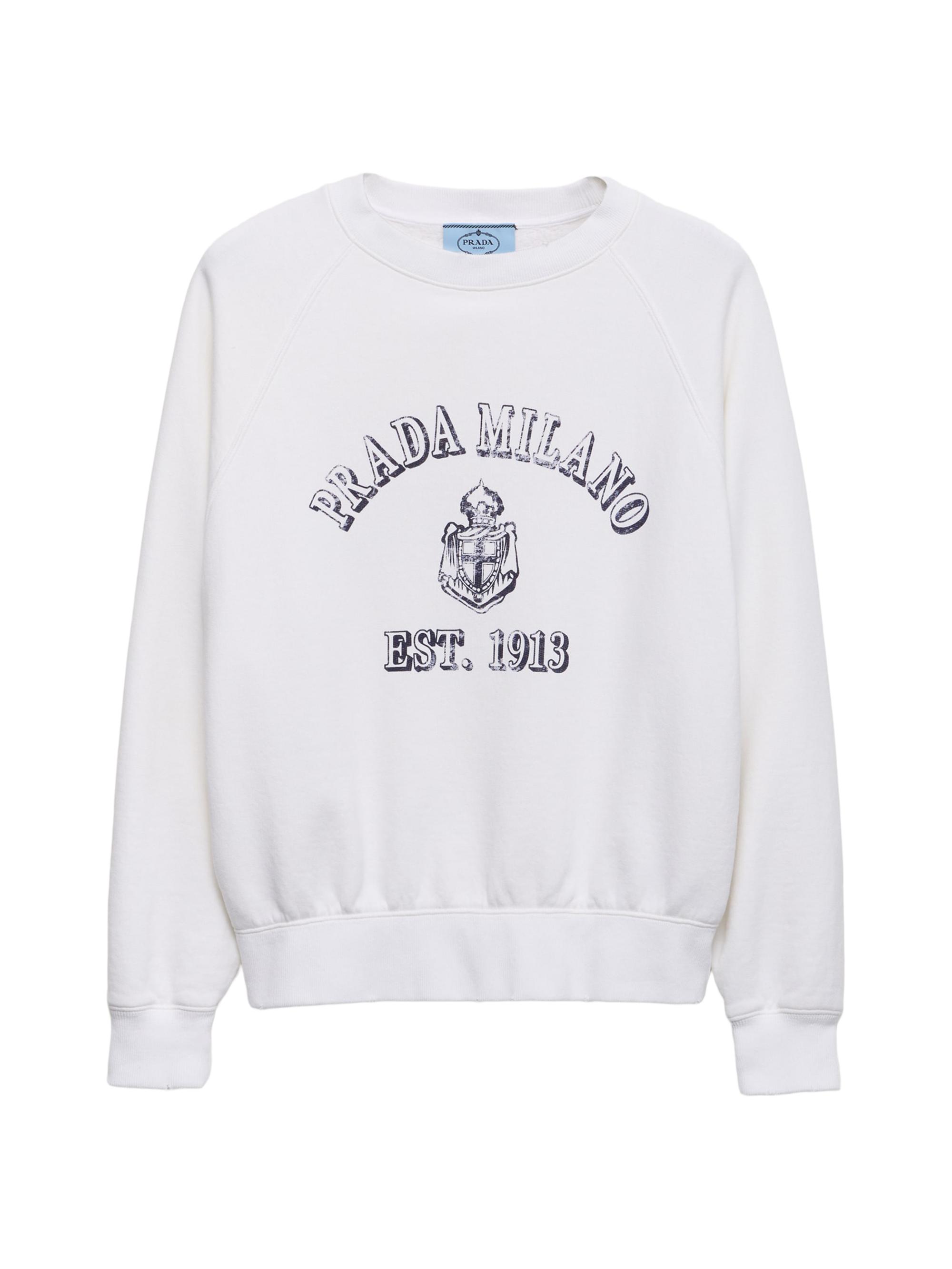 Prada Women's Cotton Crew-Neck Sweatshirt - White