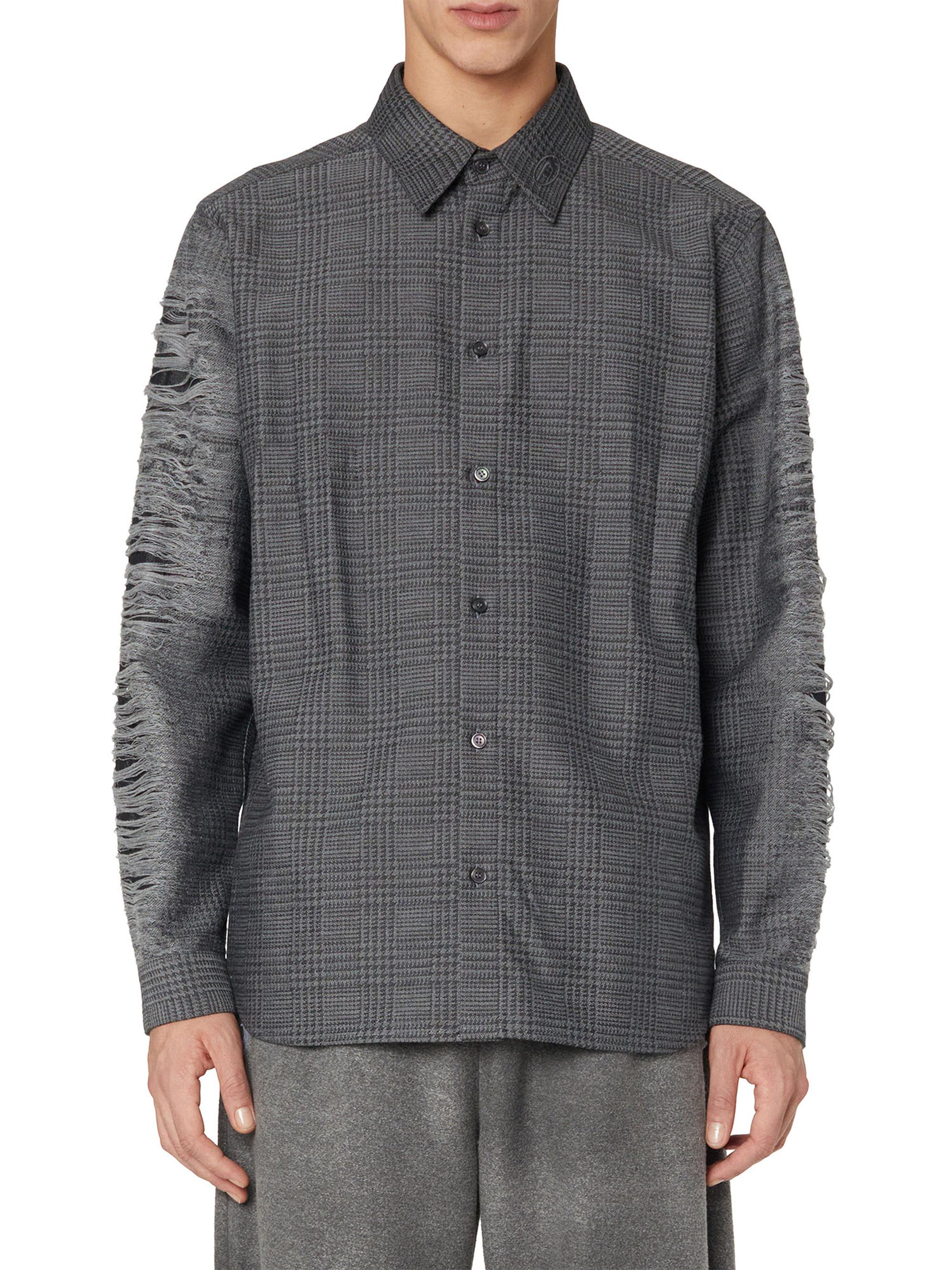 Diesel Men's Olov Distressed Woven Button-Front Shirt - Dark Grey
