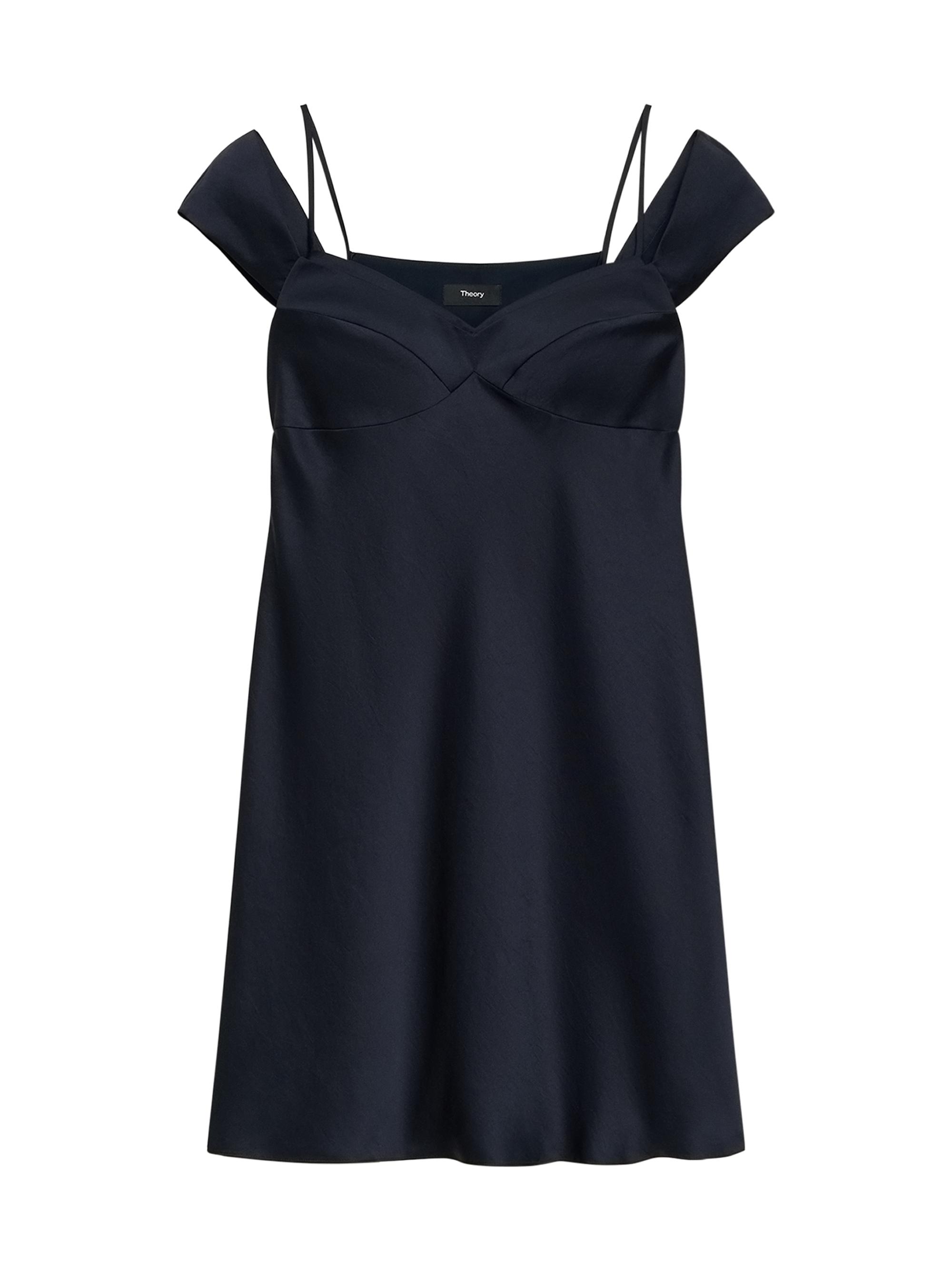 Theory Women's Crushed Satin Layered Peek Cami Minidress - Nocturne Navy