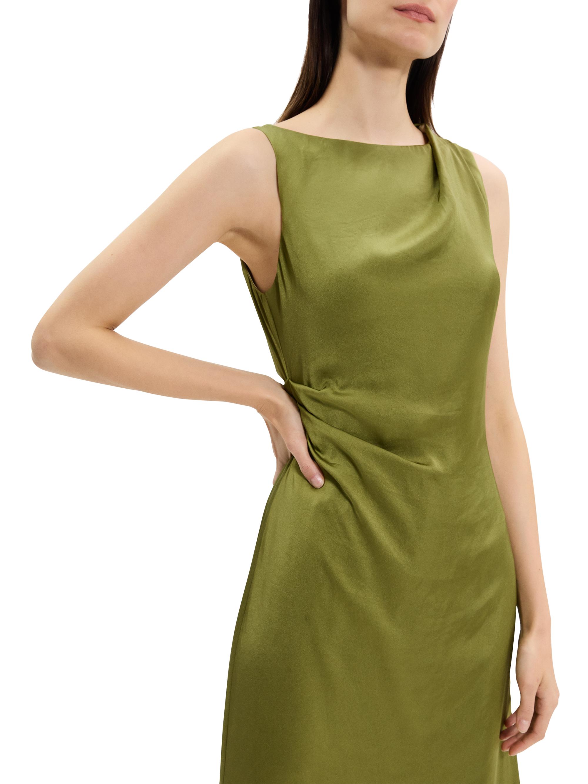 Theory Crushed Satin Shoulder Drape Midi-Dress | Saks Fifth Avenue
