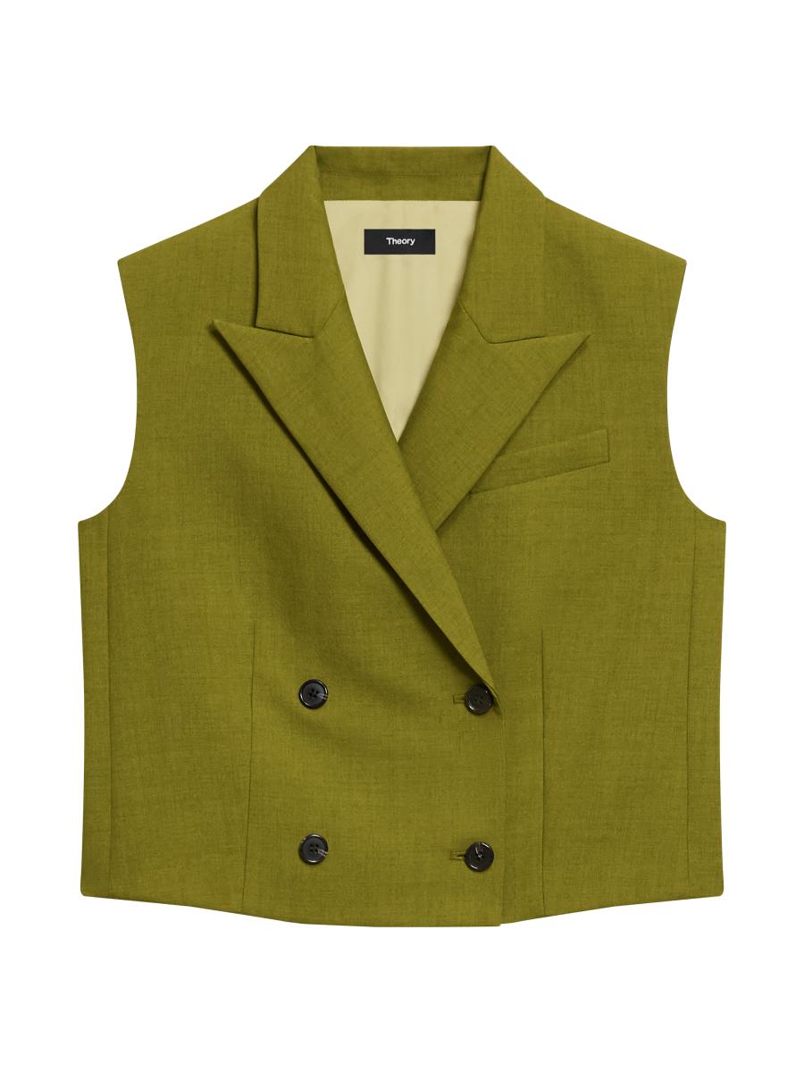 美品 セオリー 2025AW Double Breasted Vest Theory Twill Double-Breasted Vest | Saks Fifth Avenue