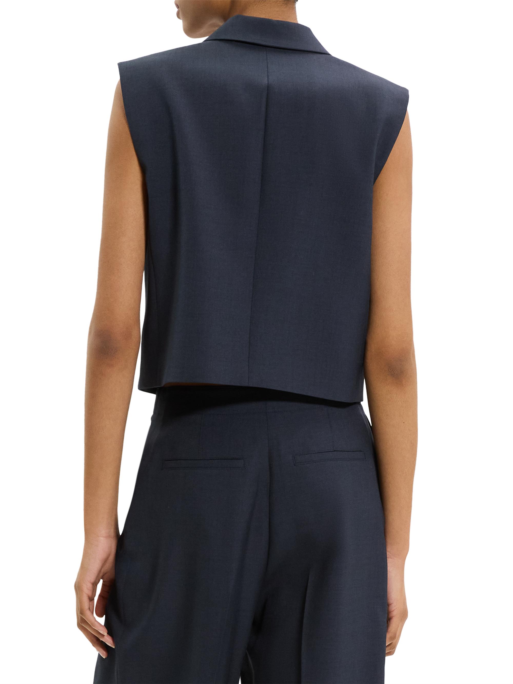 【美品】  theory / セオリー | BOXY OS VEST TWIST TWILL ボクシー ベスト ツイストツイル | S | ネイビー | レディース Theory Twill Double-Breasted Vest | Saks Fifth Avenue
