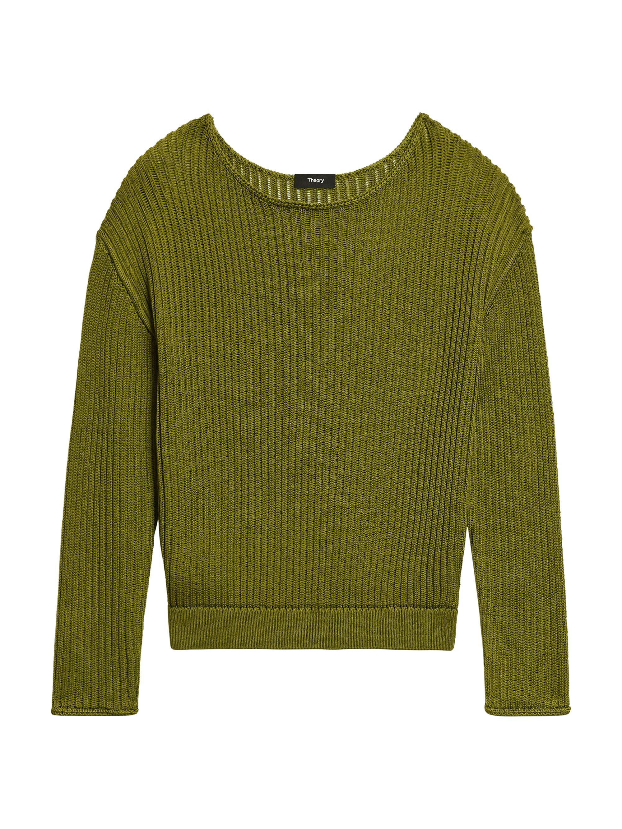 Theory Women's Open-Knit Cotton Sweater - Avocado