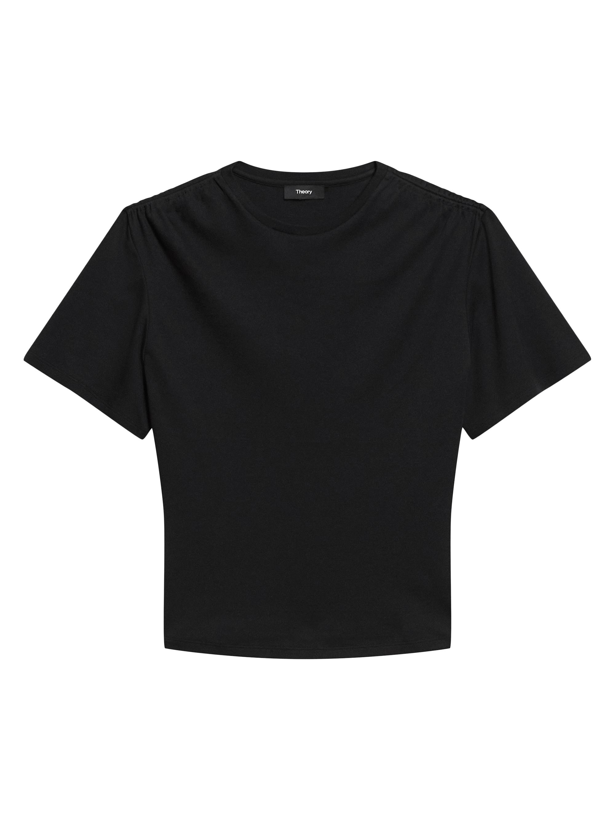 Theory Women's Fitted Gathered Cotton Crewneck T-Shirt - Nocturne Navy