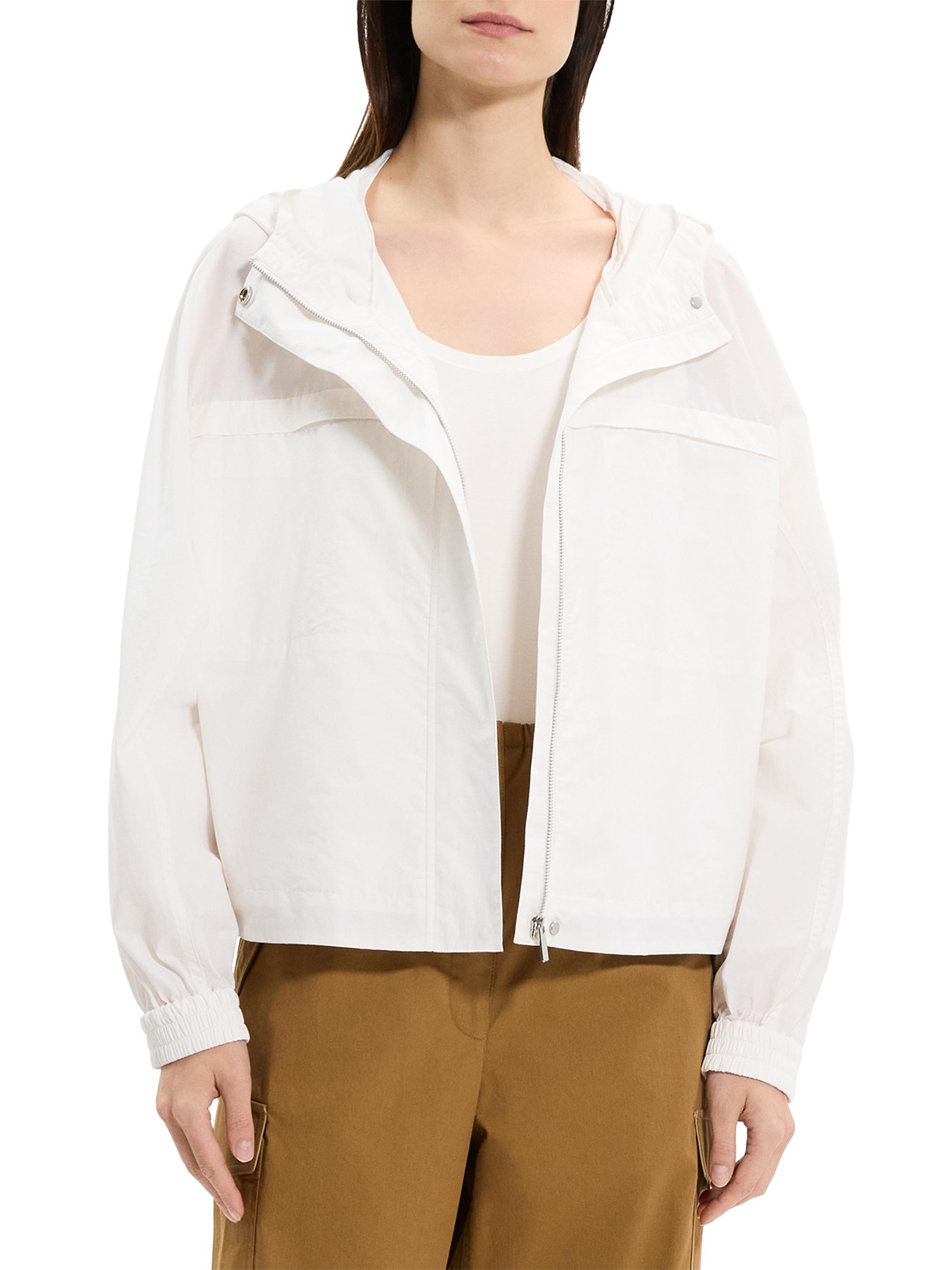 セオリー　フードジャケット　SOFT LAWN GATHER　ホワイトS Theory Gathered Hooded Jacket | Saks Fifth Avenue