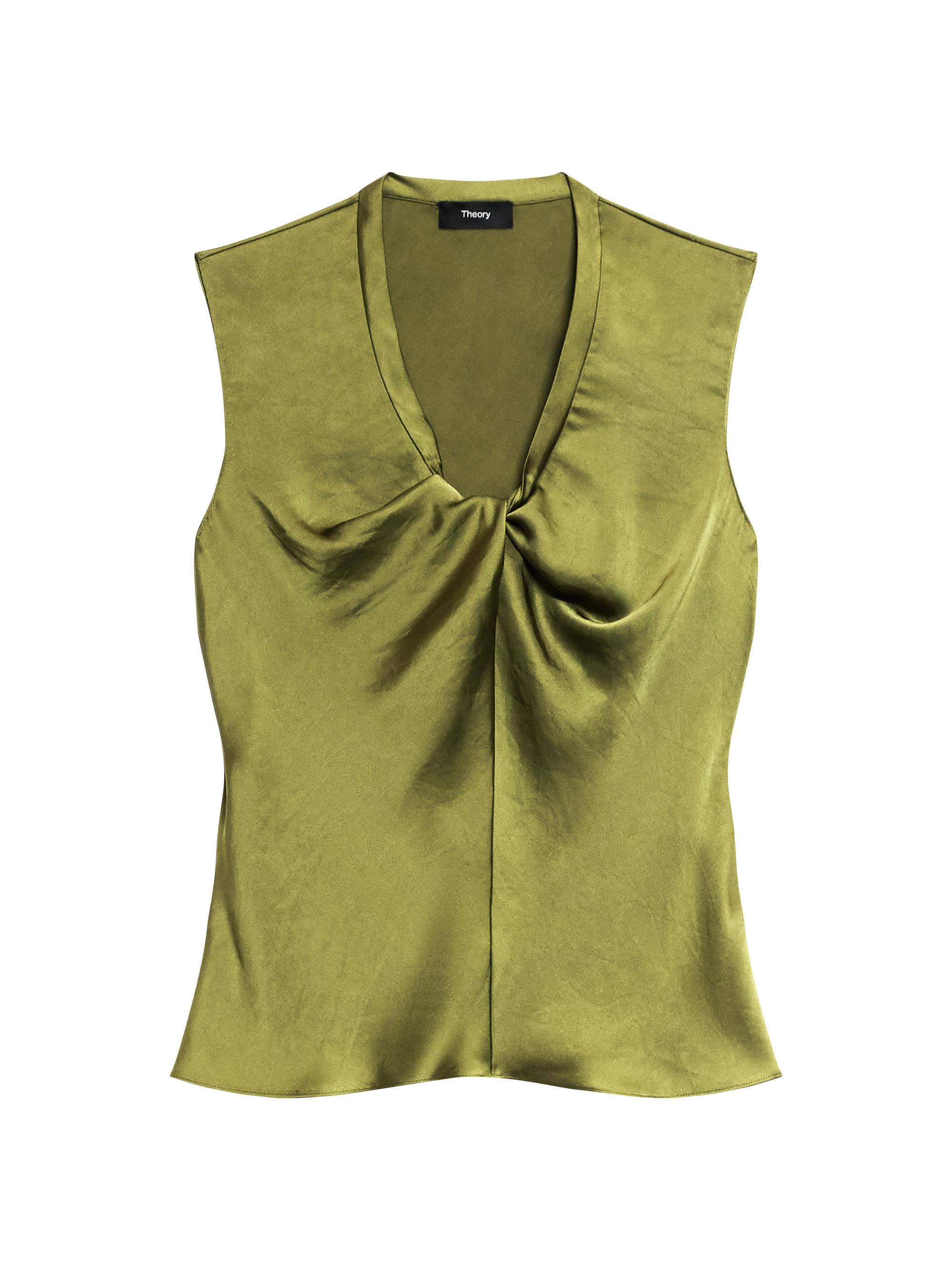 Theory Women's Crushed Satin Twist Blouse - Avocado