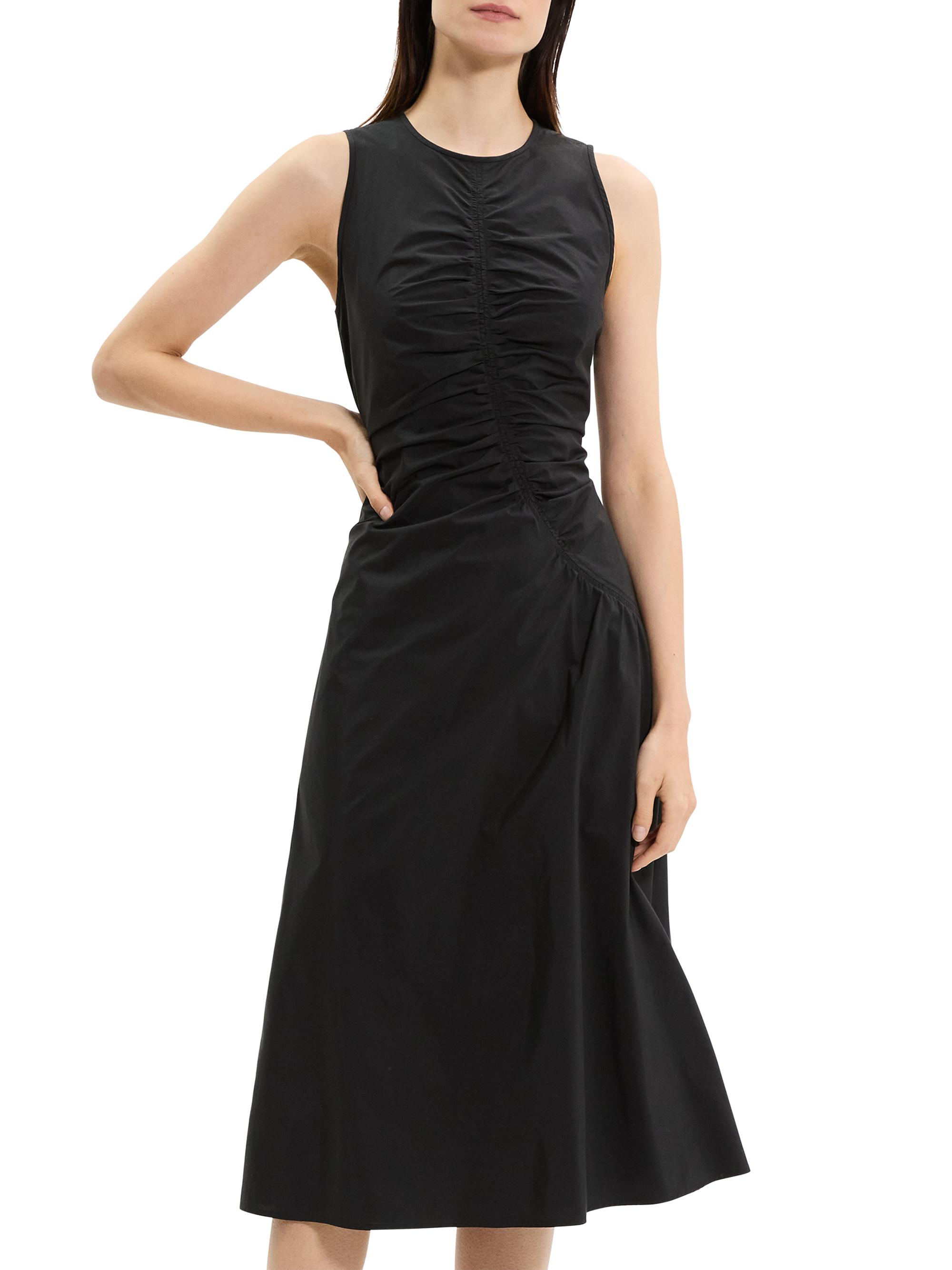 Theory Asymmetrical Ruched Soft Lawn Midi-Dress | Saks Fifth Avenue