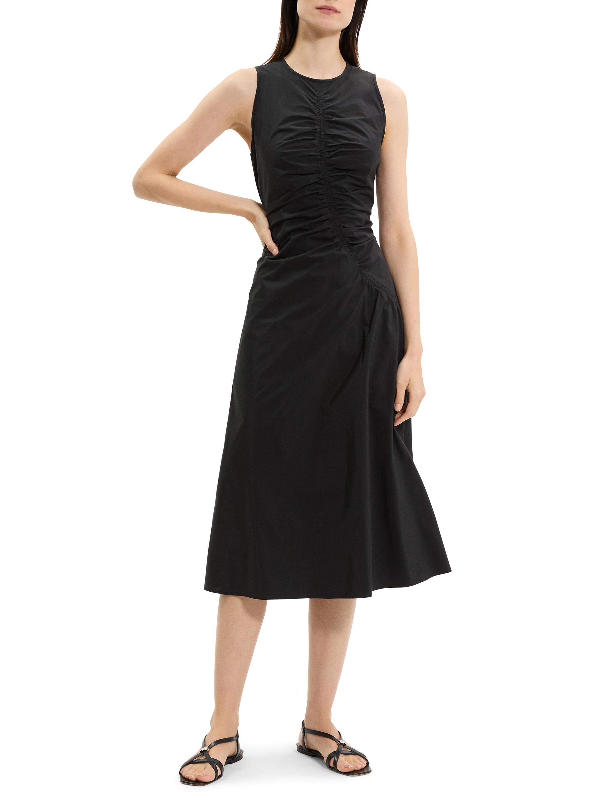 Theory Asymmetrical Ruched Soft Lawn Midi-Dress | Saks Fifth Avenue