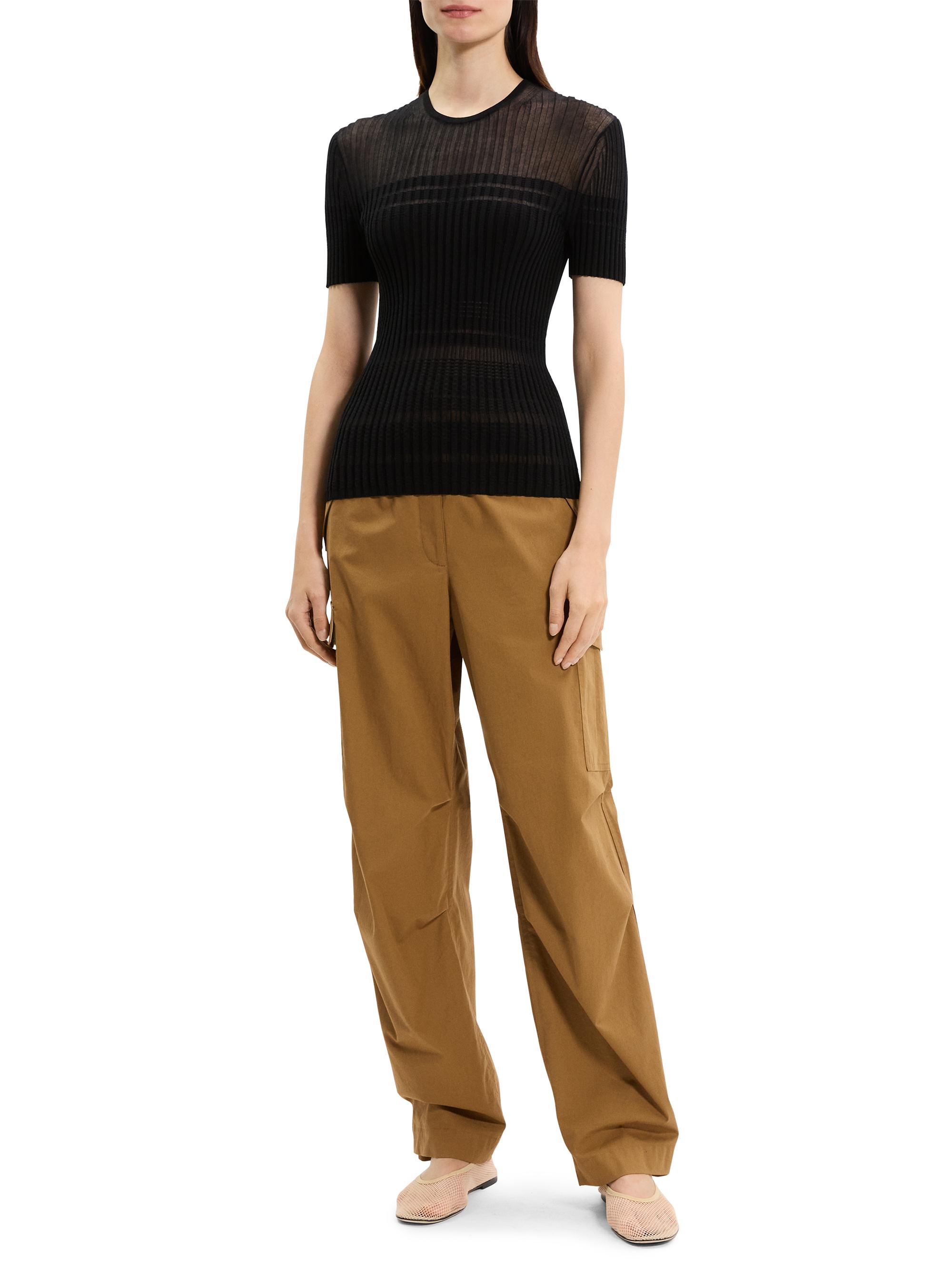 Theory Crepe-Knit Striped T-Shirt | Saks Fifth Avenue