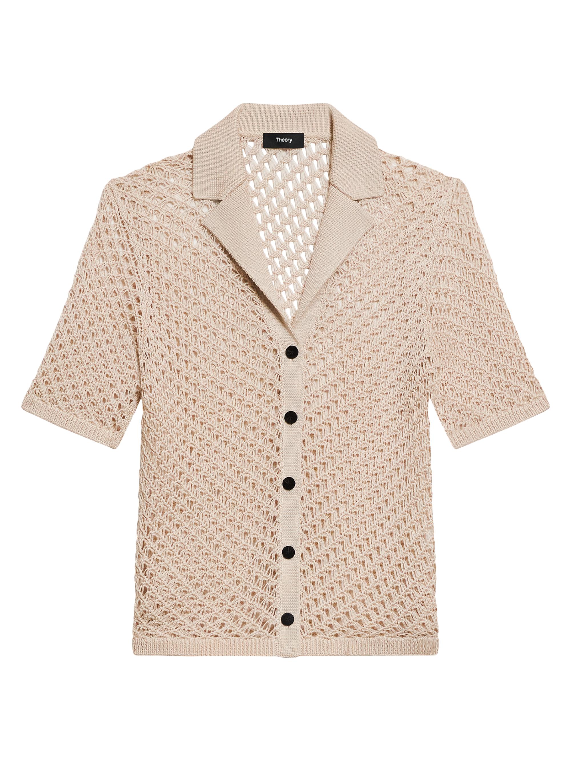 Theory Women's Sheen Cotton Camp Shirt - Almond