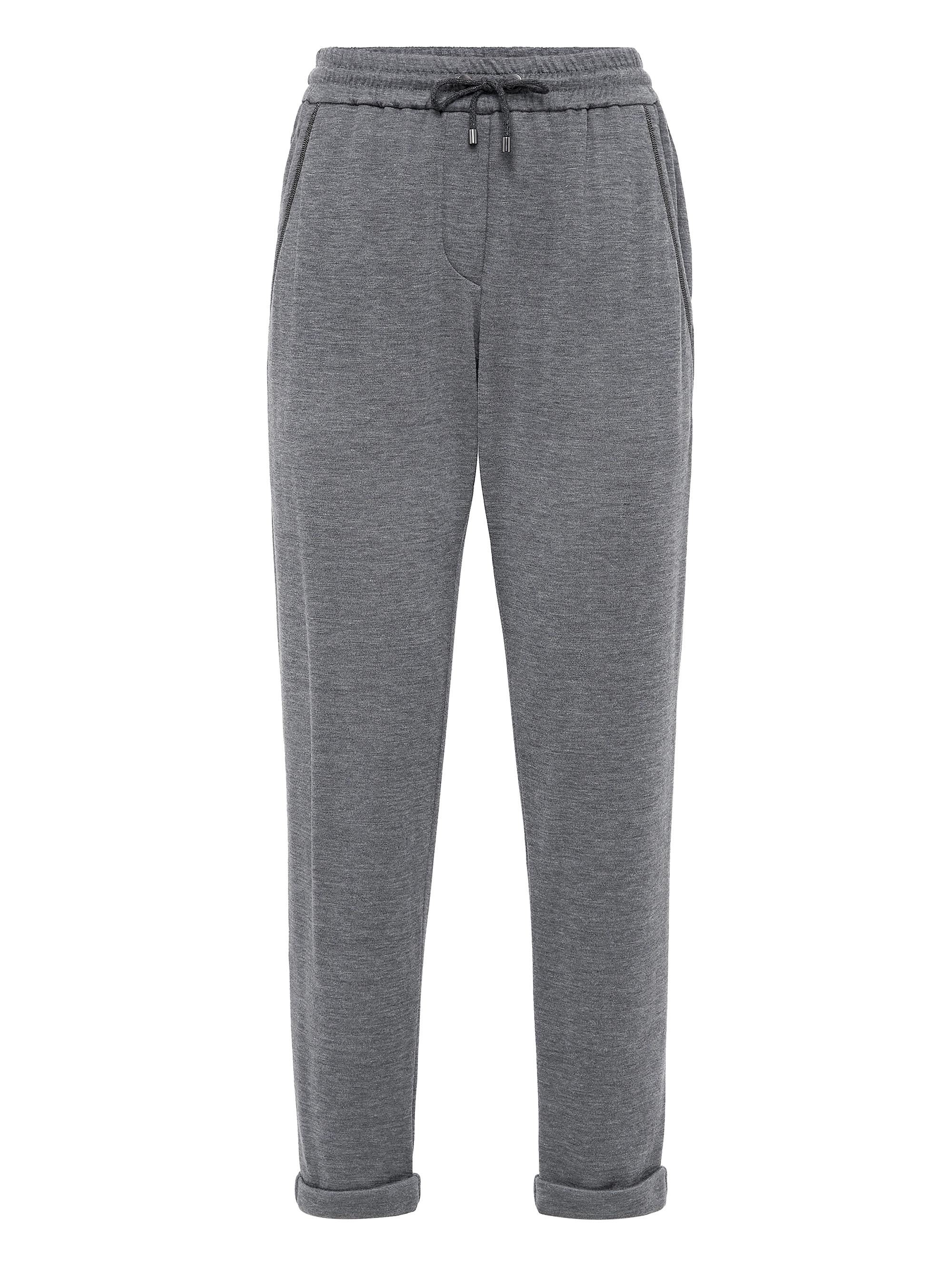 Brunello Cucinelli Women's Cotton and Silk Interlock Trousers - Dark Grey