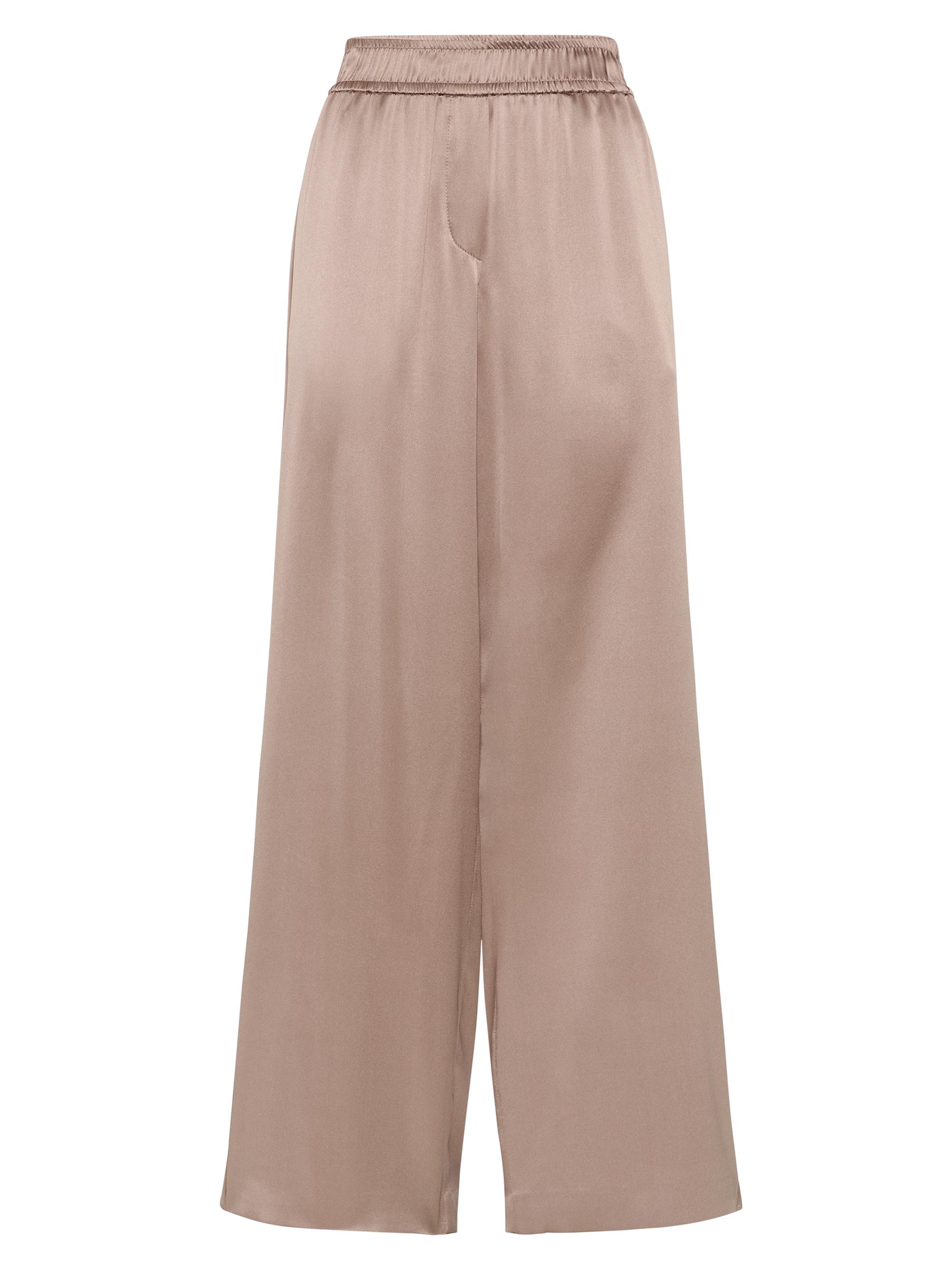 Brunello Cucinelli Women's Stretch Silk Satin Track Trousers - Cocoa