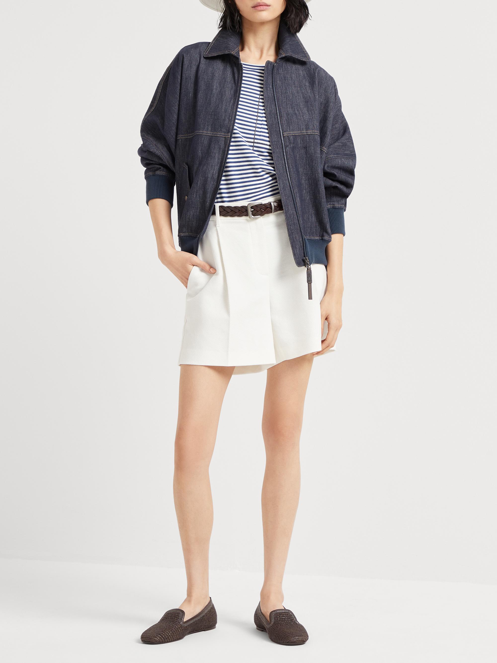 ジャケット BRUNELLO CUCINELLI Denim-effect twill bomber jacket with shi Brunello Cucinelli Denim Effect Twill Bomber Jacket | Saks