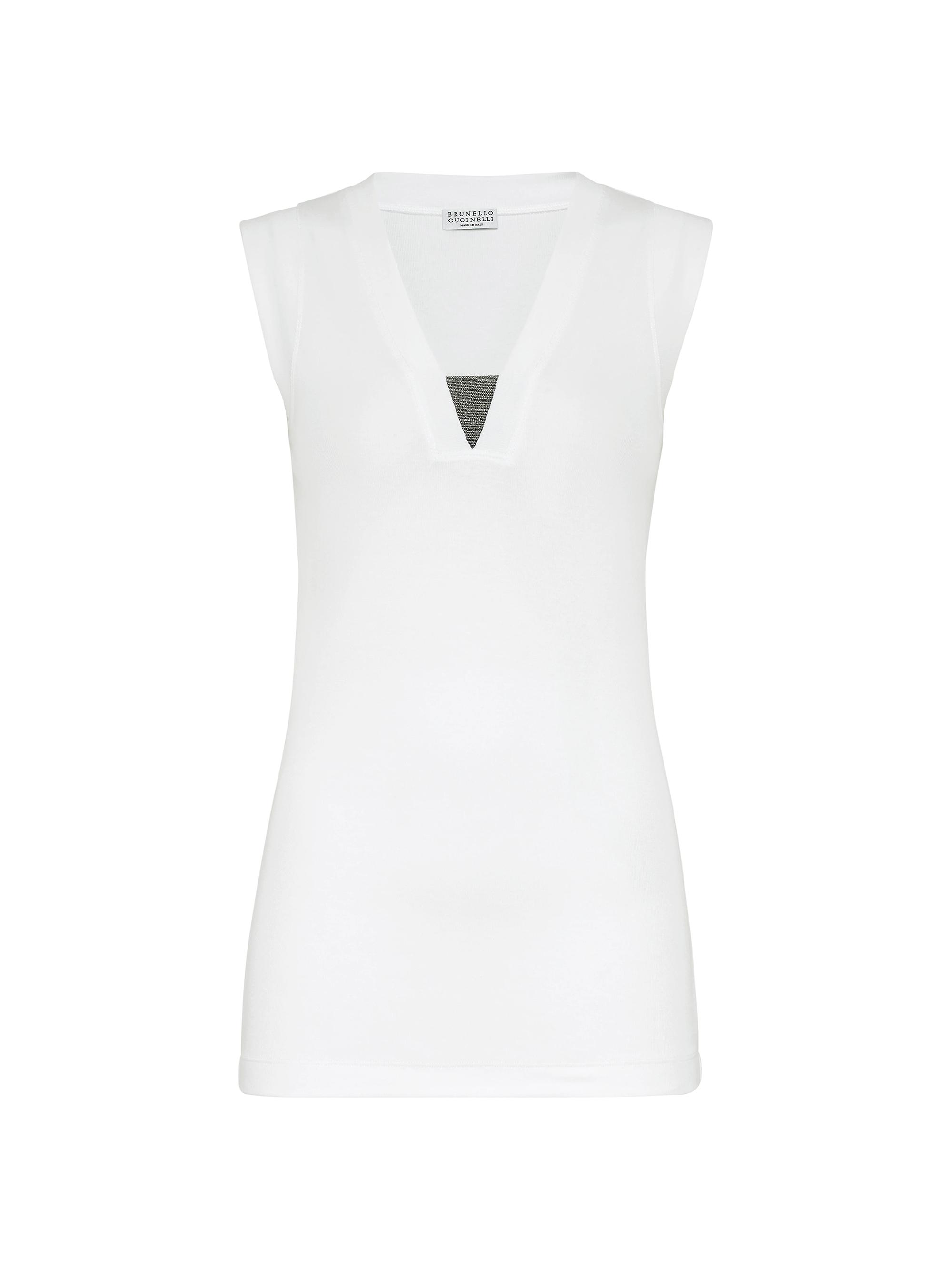 Brunello Cucinelli Women's Stretch Cotton Ribbed Jersey Top - White