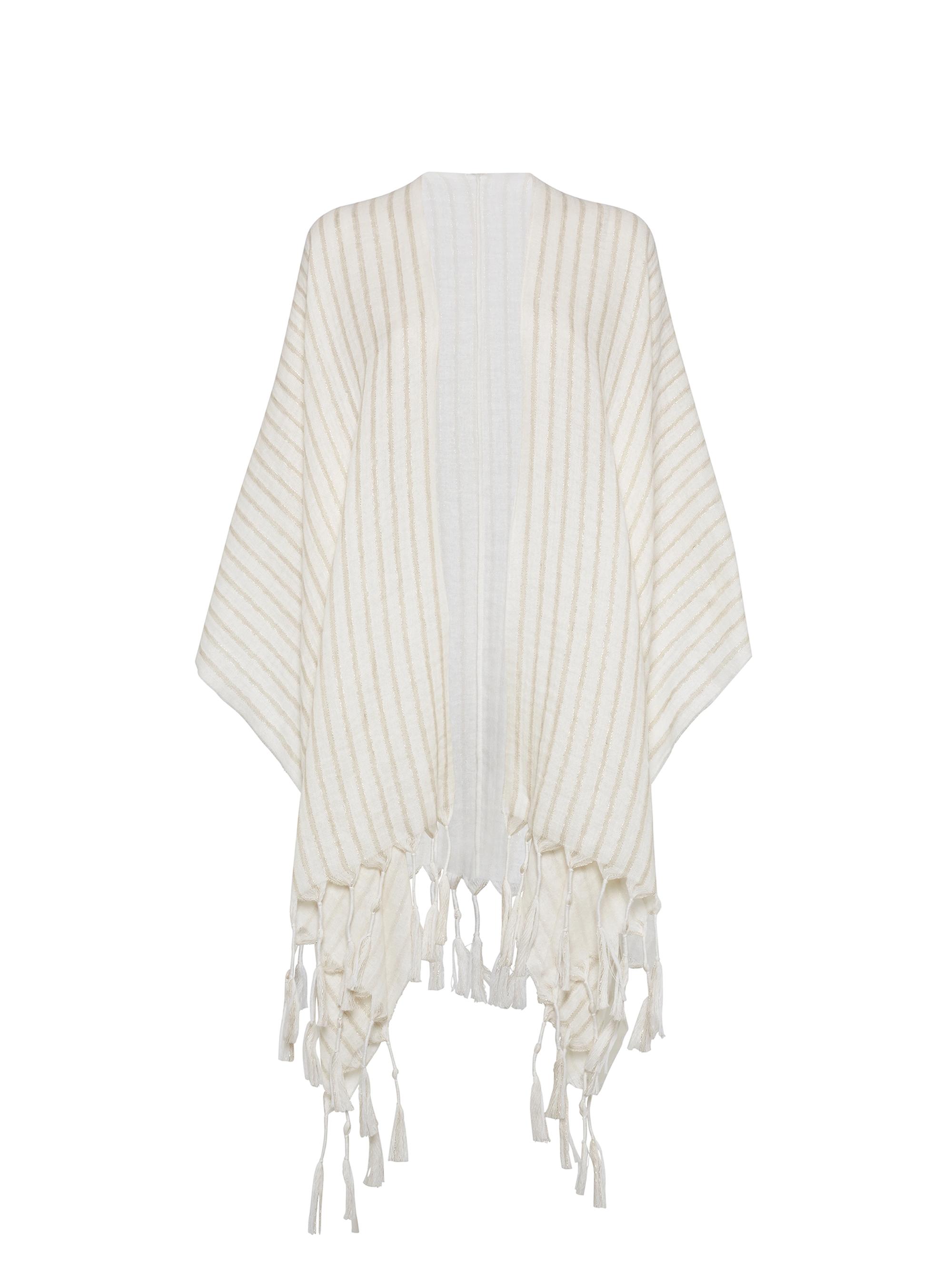 Brunello Cucinelli Women's Sparkling Striped Wool and Linen Poncho - Panama