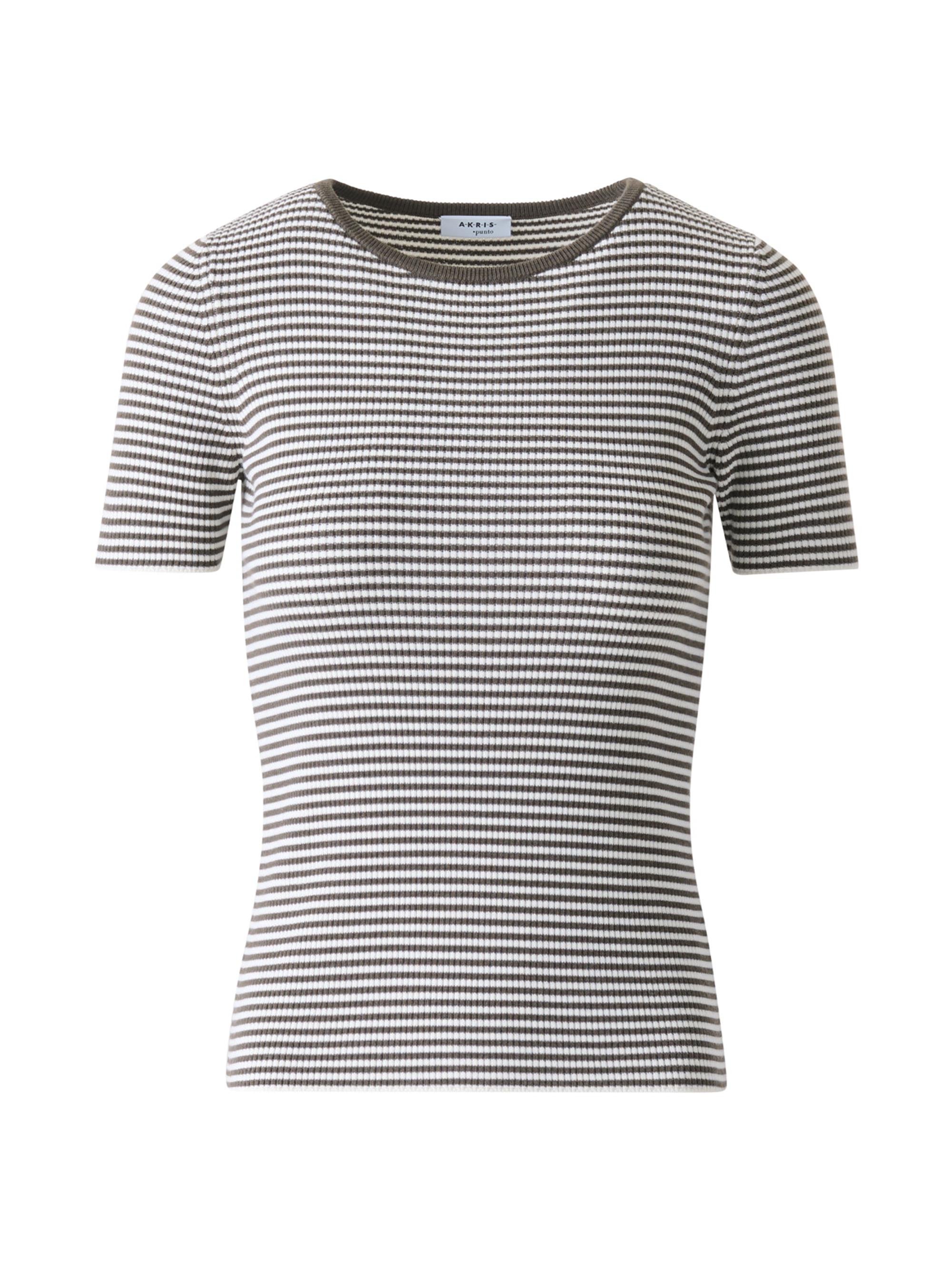 Akris punto Women's Stripe Wool T-Shirt - Khaki Cream